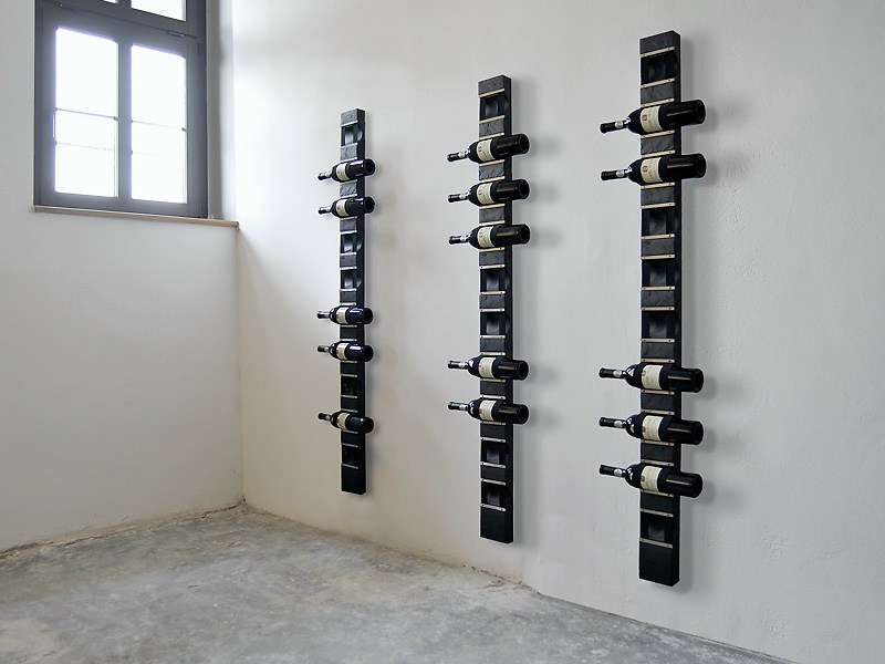 Portabottiglie Da Parete In Legno JACKCUBE MK450A: Scaffale Per 5 Bottiglie E 4 Calici, Con Supporto Per Tappi, Design Elegante