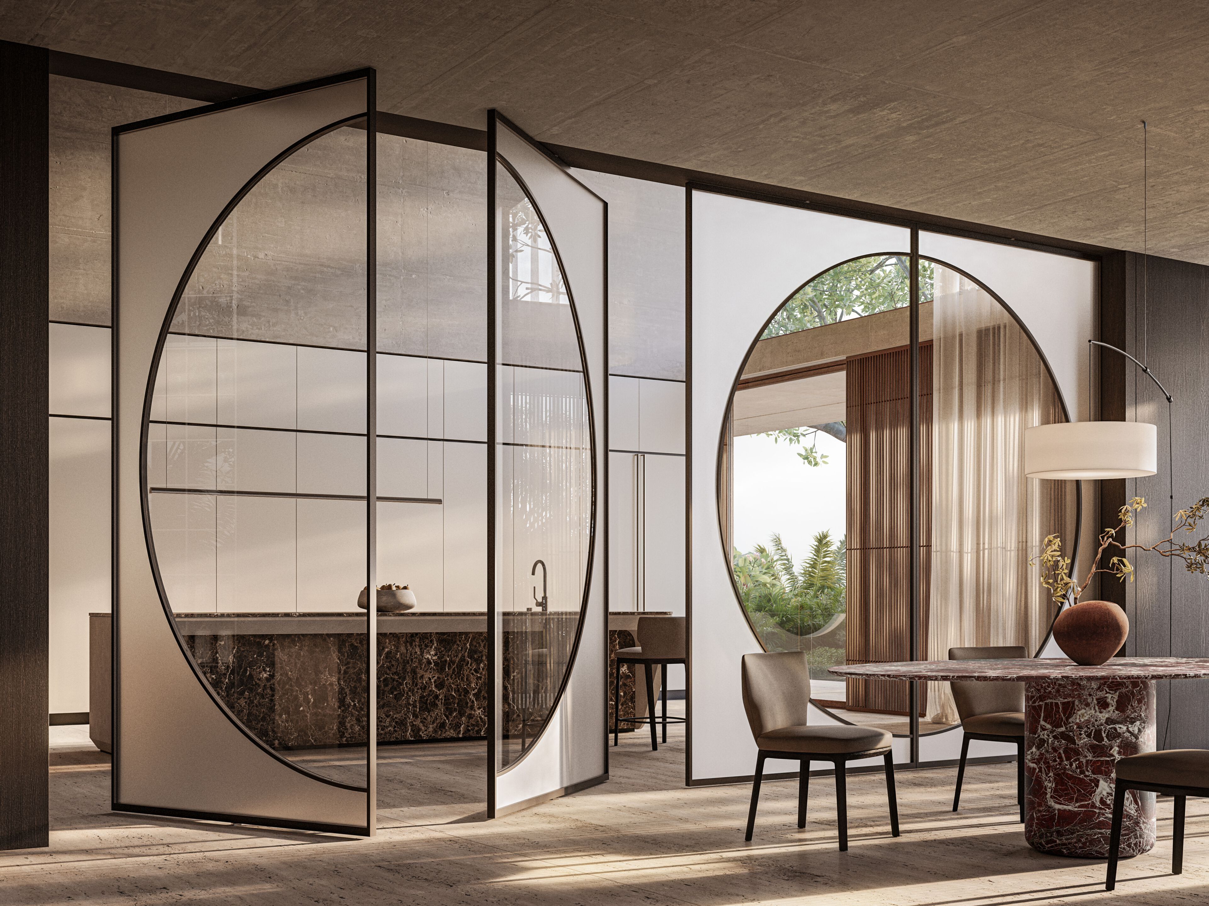 ARCHI by ADL - Sistema di porte scorrevoli, rototraslanti o a bilico, in vetro e alluminio