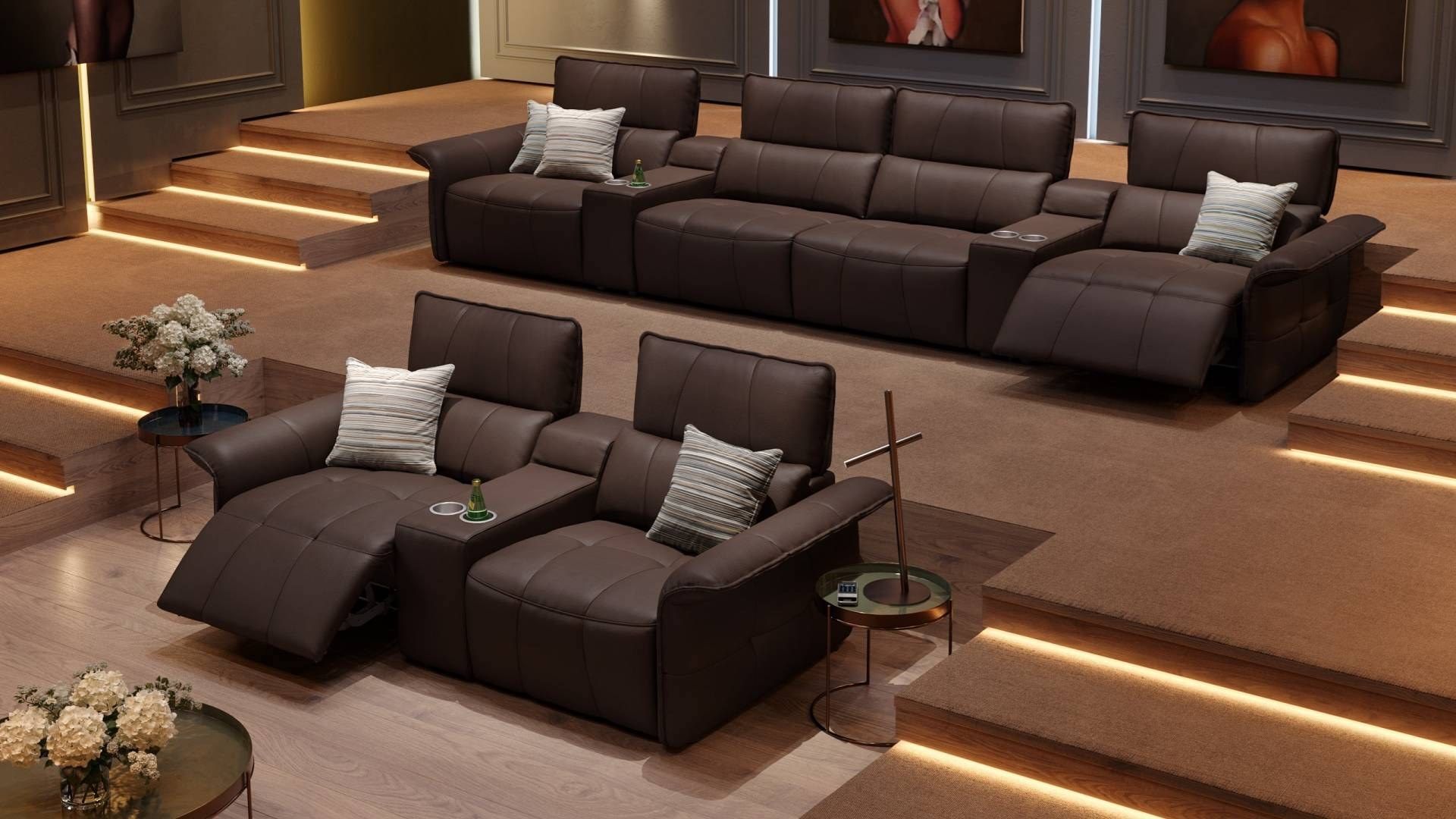 ADRIA KINO Recliner 4 seater leather sofa By Sofanella