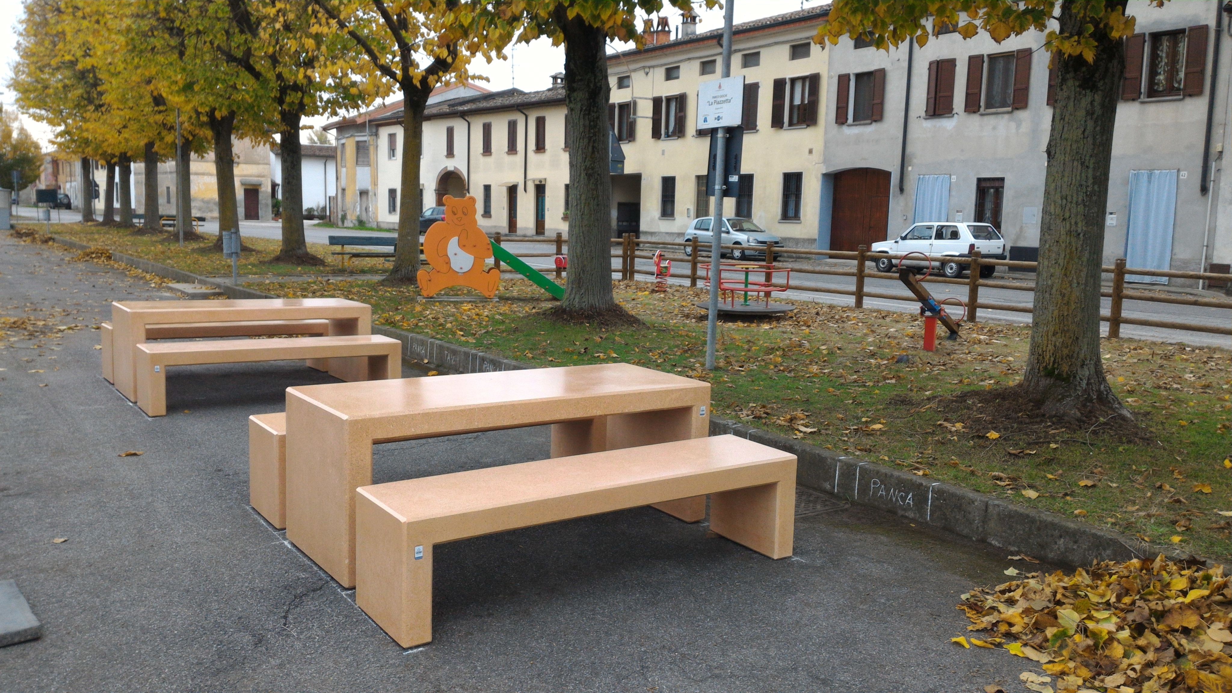 ANDROMEDA Rectangular concrete table for public areas By Calzolari