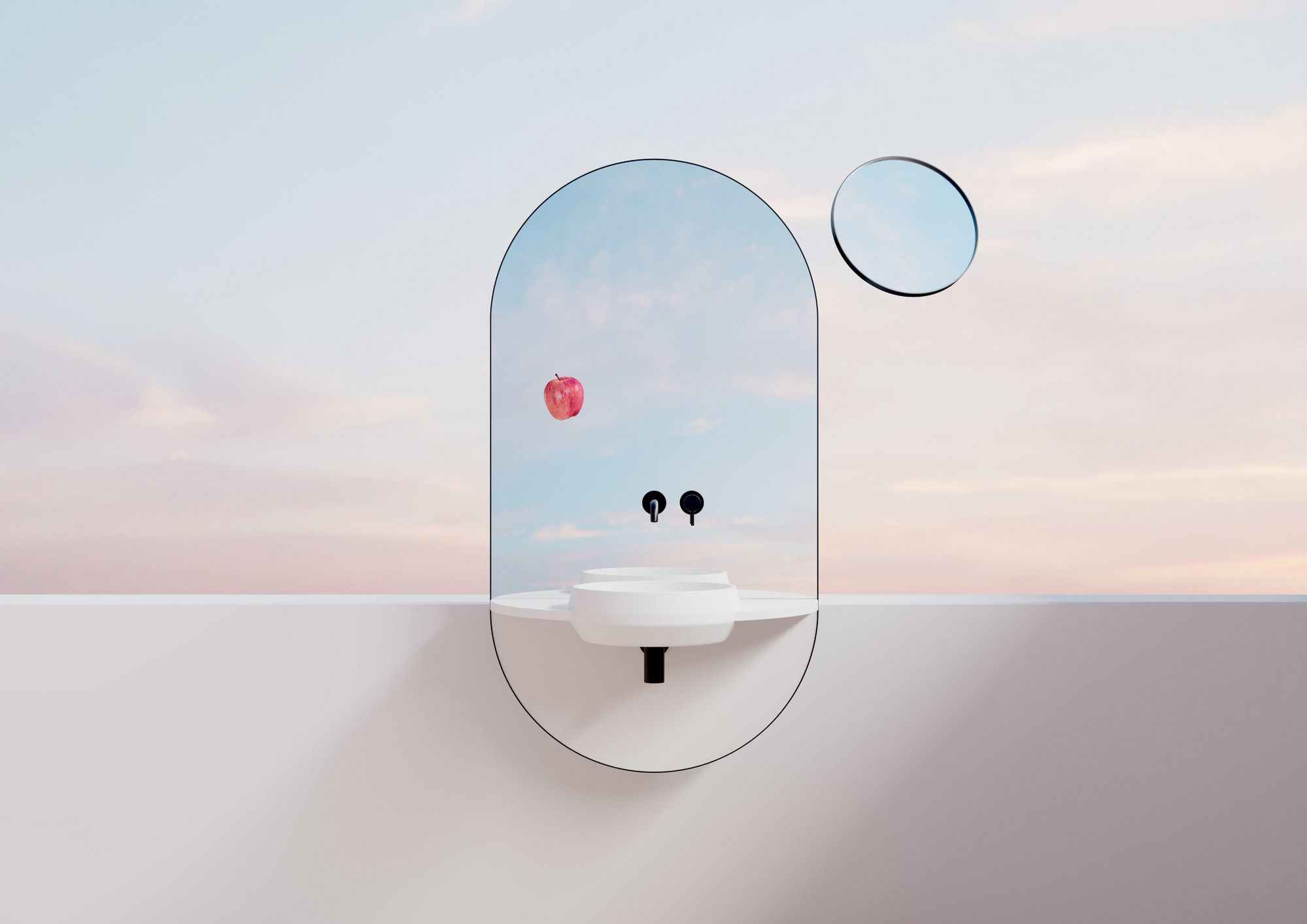 ARCO S by Ex.t - Specchio rotondo con mensola da parete - 5