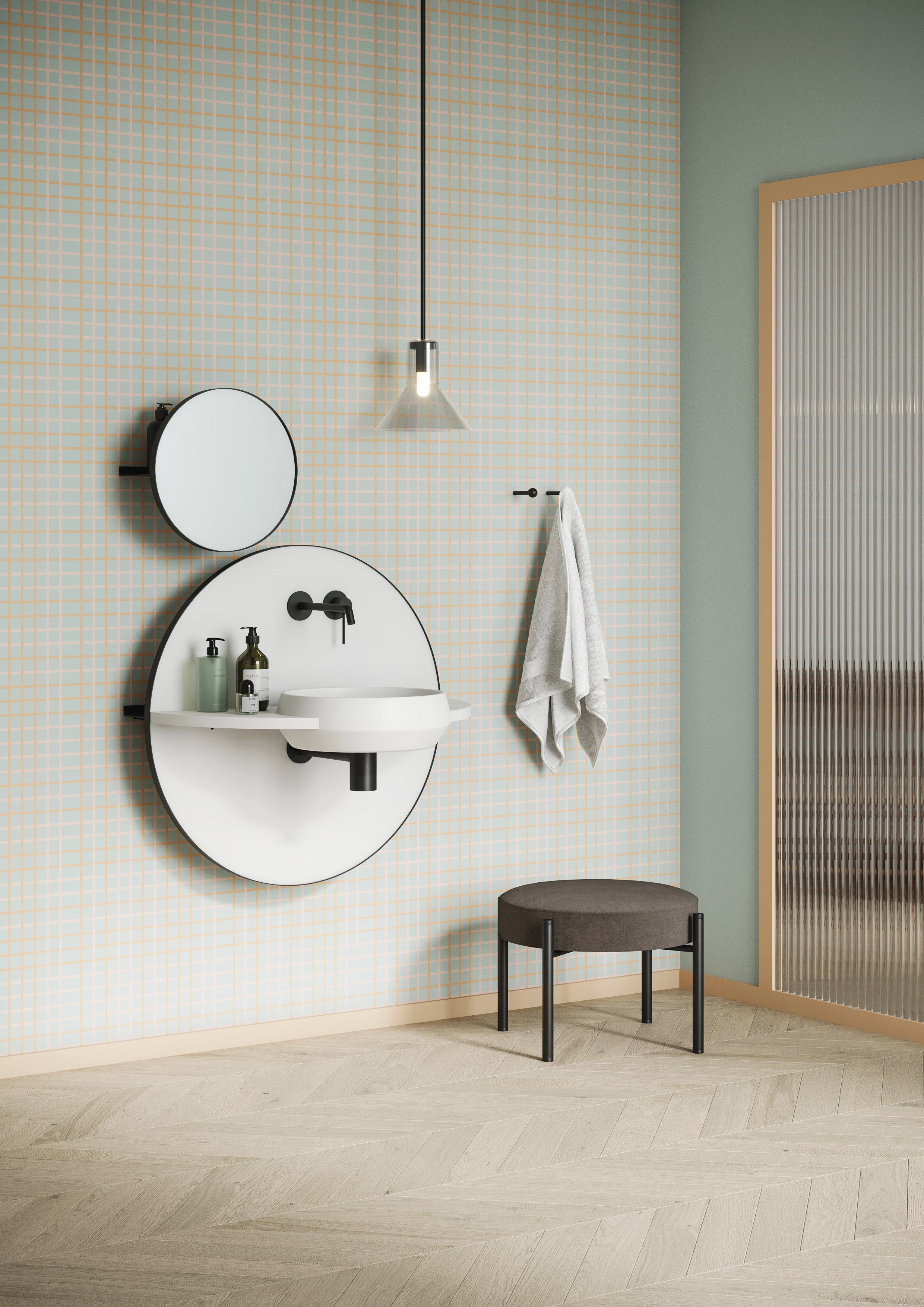 ARCO S by Ex.t - Specchio rotondo con mensola da parete - 6