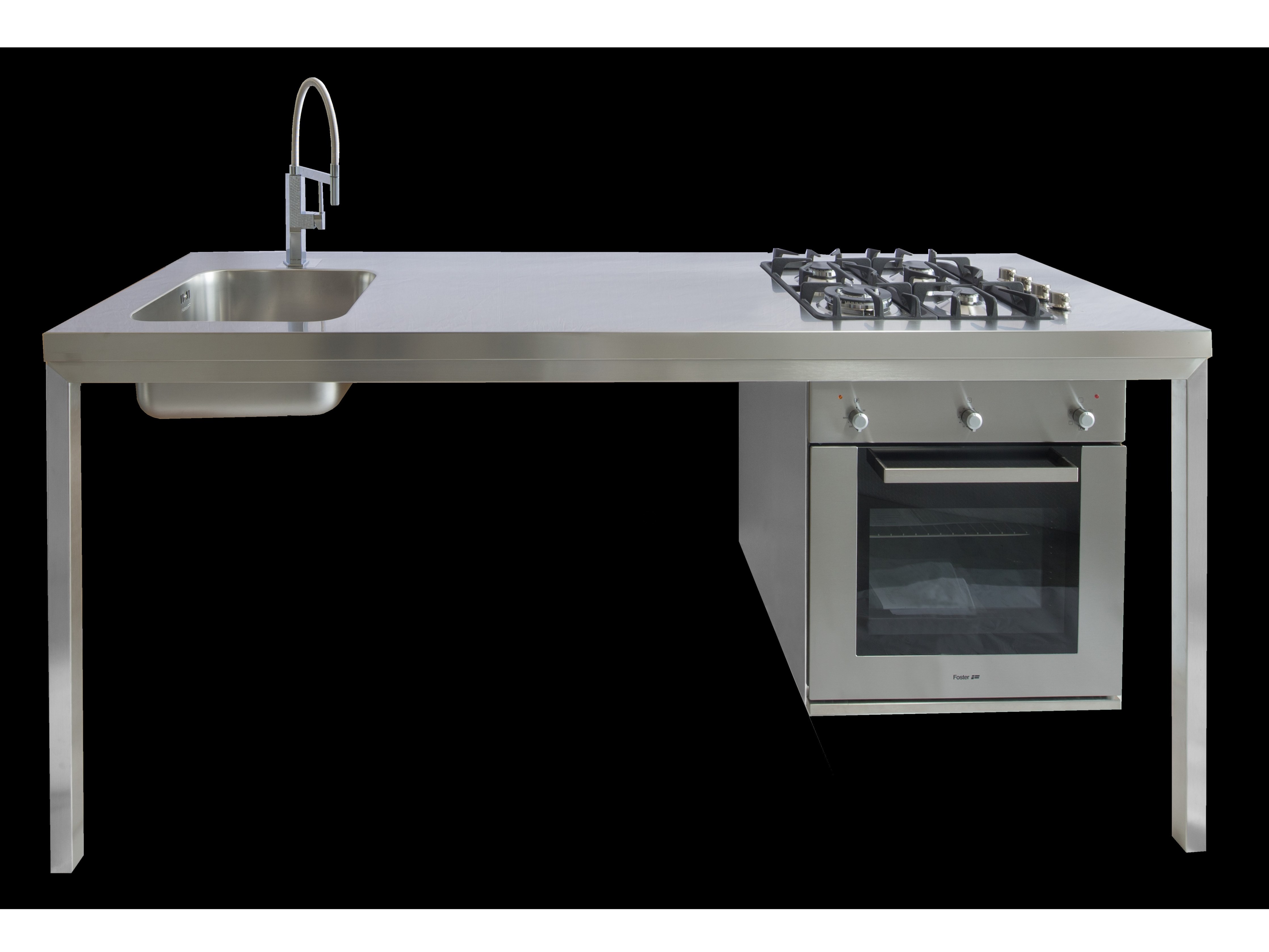 Model Refined Inox Linear custom stainless steel kitchen ARES By GPS INOX