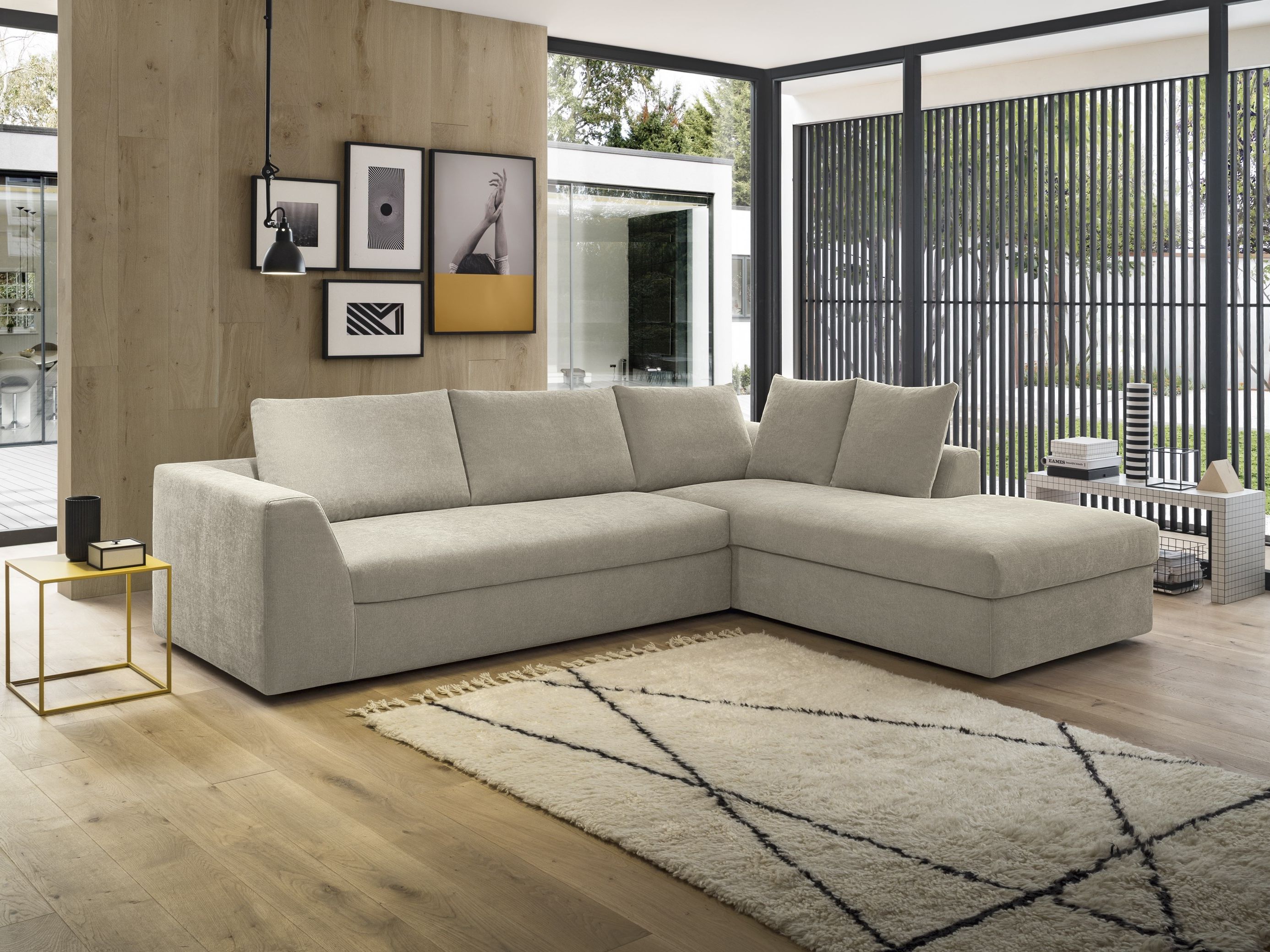 5 seater corner fabric sofa bed ASTON By Felis