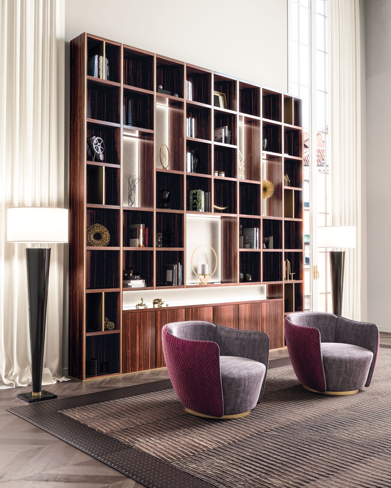 Open custom wooden bookcase ATHENA By Capital Collection