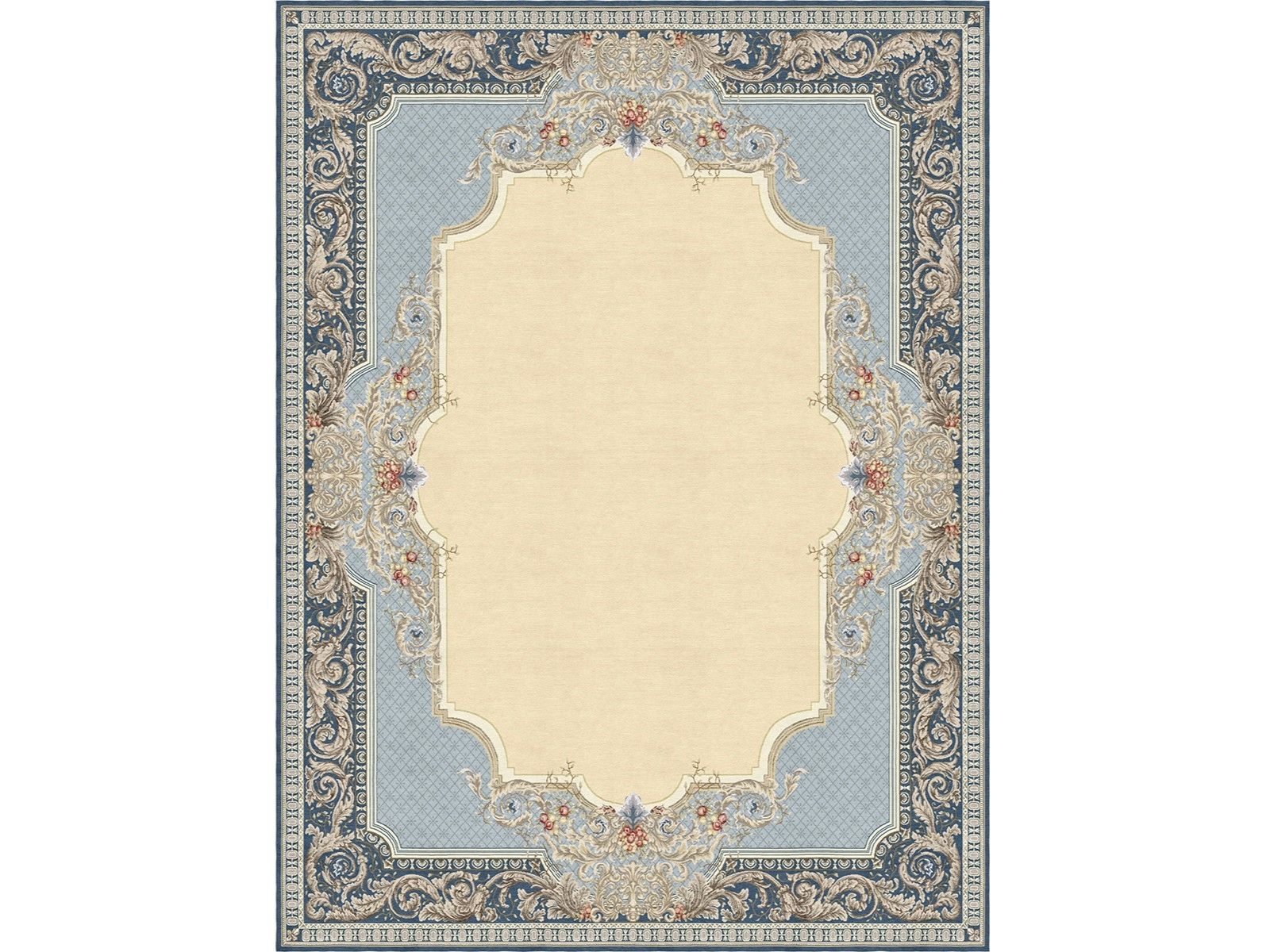AUBUSSON TAPISSERIE FLORAL BLUE by Tapis Rouge - Tappeto fatto a mano in seta