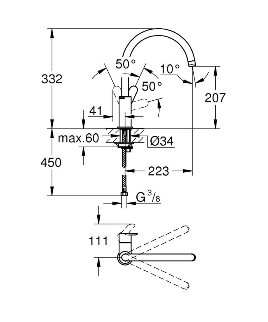 BAUEDGE Kitchen mixer tap By Grohe