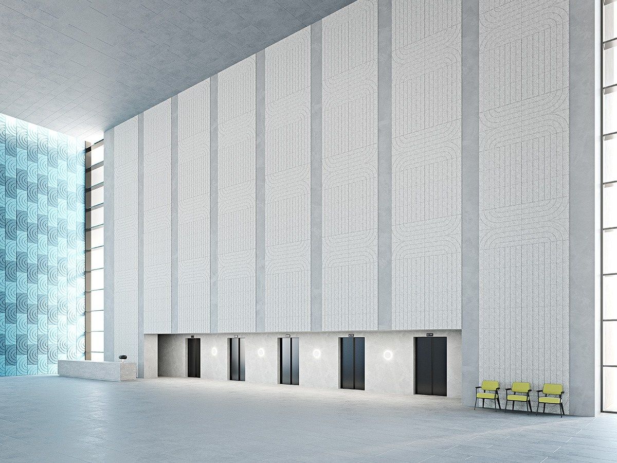 Wood wool Acoustic wall panel BAUX ACOUSTIC PANEL CURVE By BAUX design