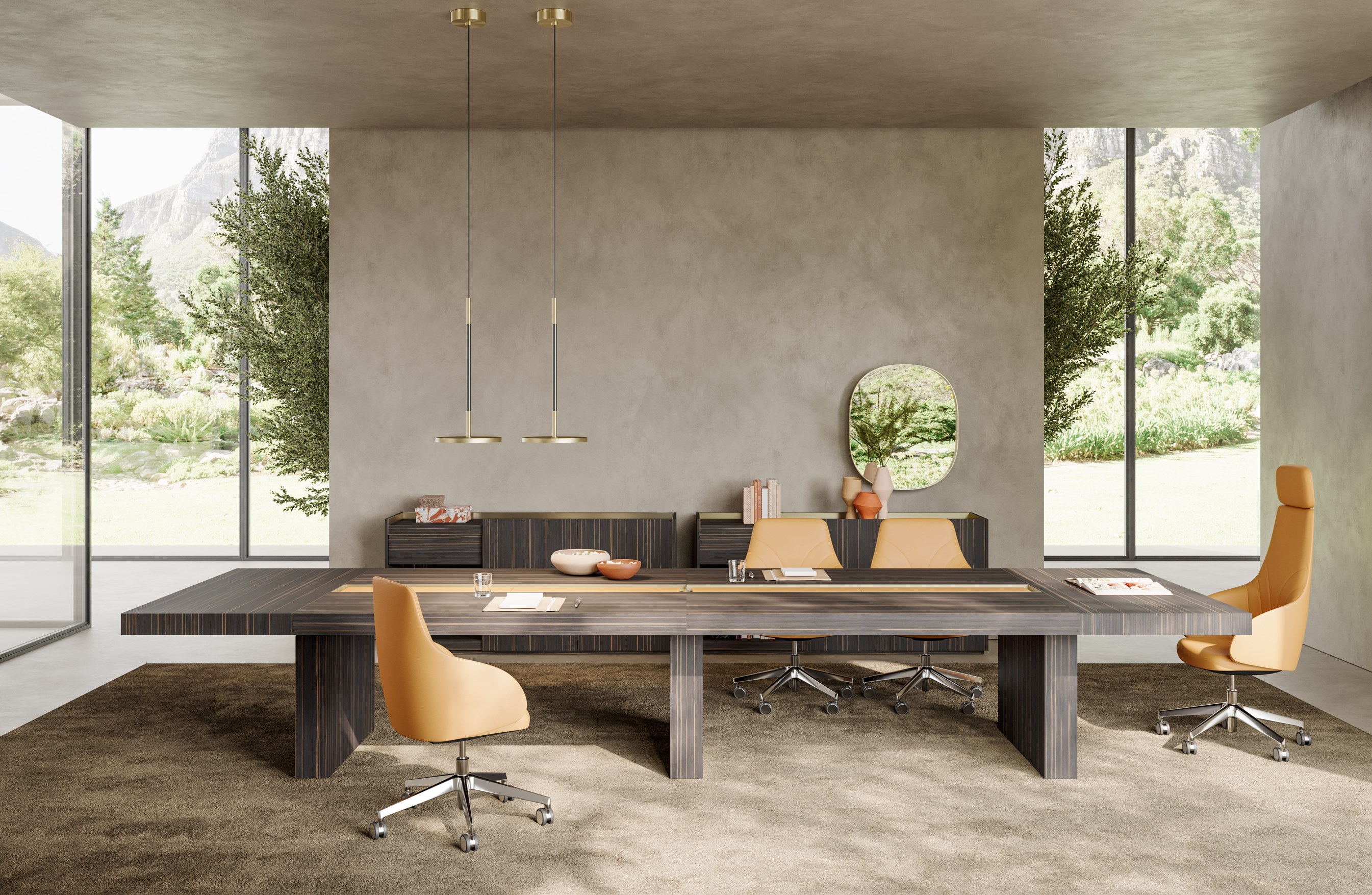 BLOCK 2.0 Modular rectangular wooden meeting table with cable ...