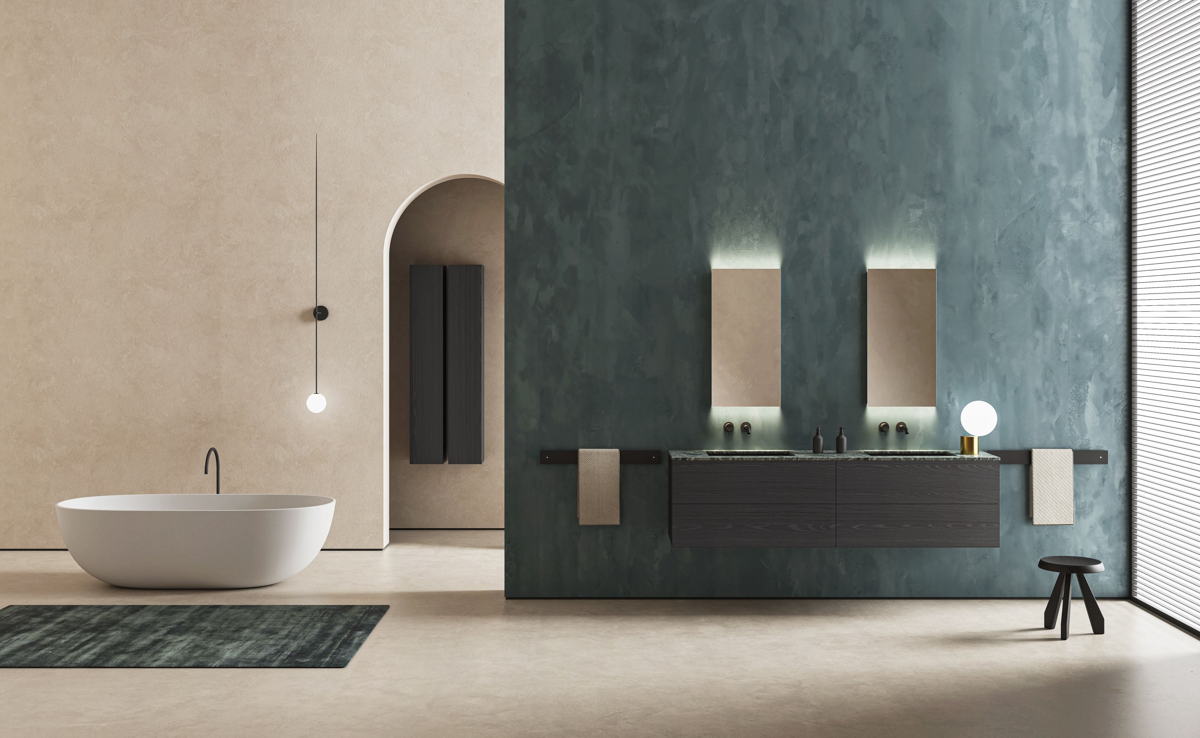 BLOCK H.48 by Moab - Mobile lavabo doppio in legno con cassetti - 4