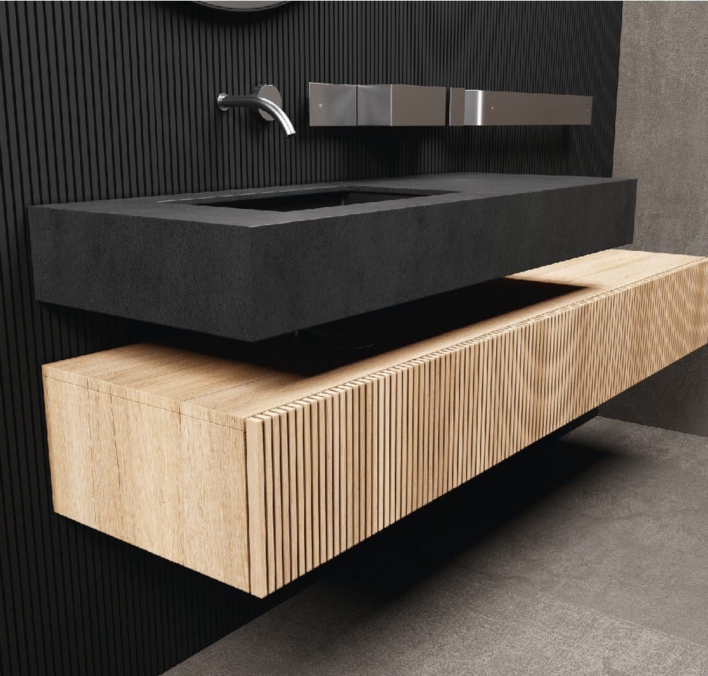 Wallmounted oak vanity unit with drawers BLOCK3D By Moab80