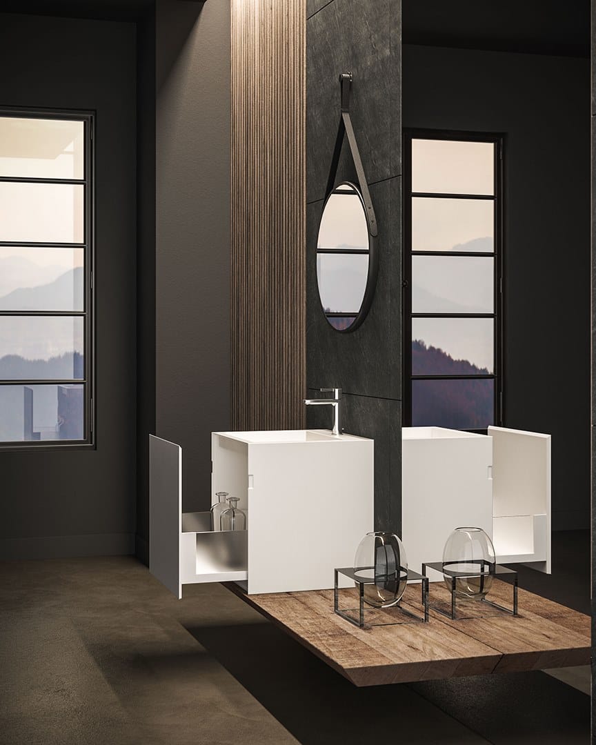 BLUES 4.01 by BMT - Mobile lavabo singolo con specchio - 4