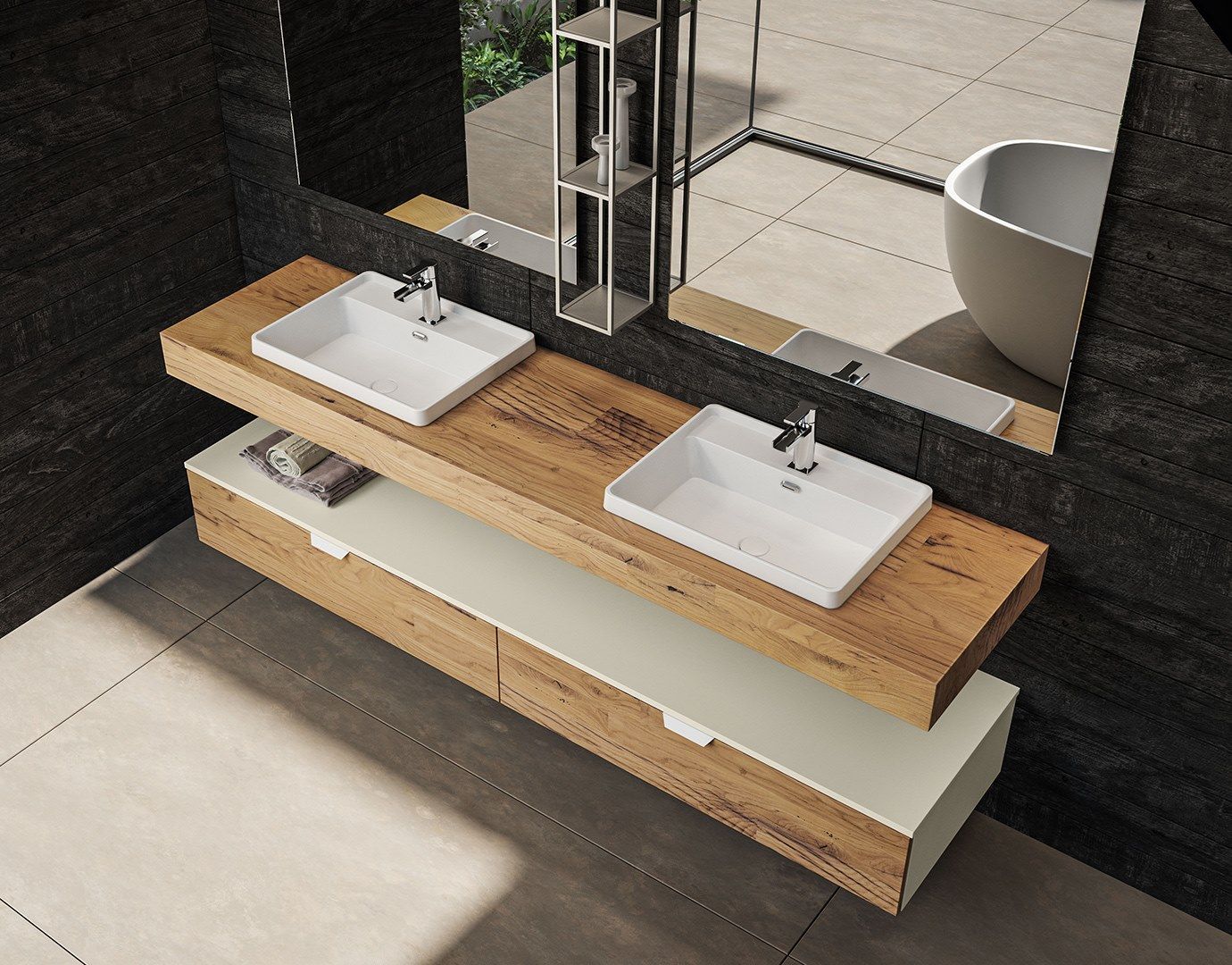 BLUES 4.13 by BMT - Mobile lavabo doppio con pensile - 2