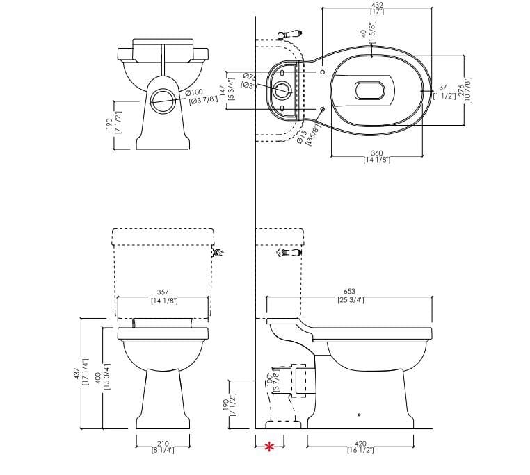 BLUES Close coupled ceramic toilet By Devon&Devon