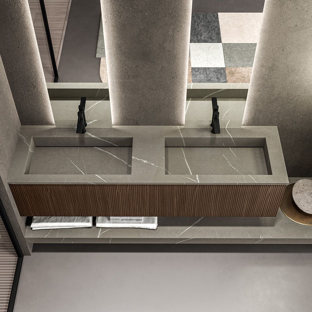 DFLY 02 by BMT - Mobile lavabo doppio sospeso con specchio - 2