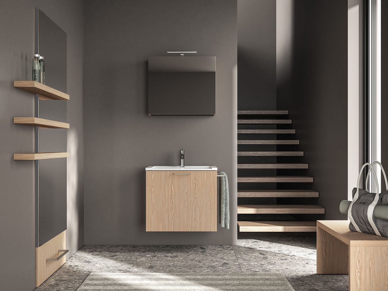 KOSMO 15 by BMT - Mobile lavanderia sospeso con specchio