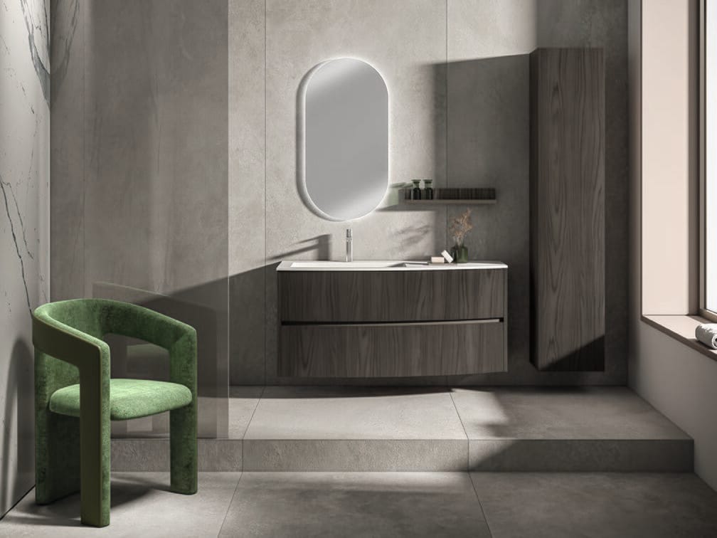 MOON 01 by BMT - Mobile lavabo sospeso con specchio