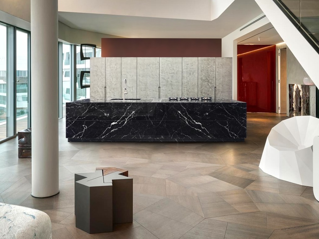 Nero Marquina marble kitchen with island BT45 CG By BT45