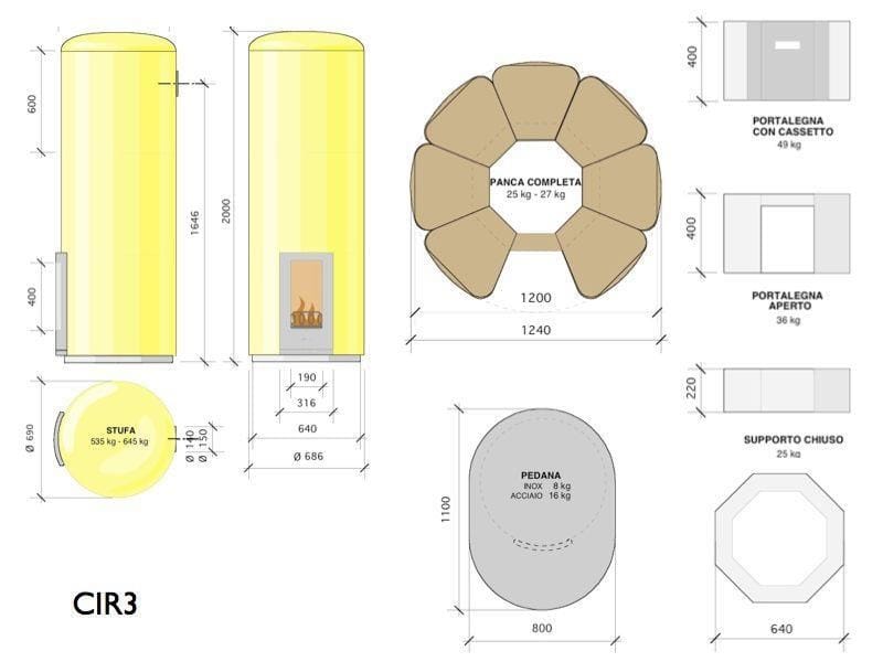 CIR3 Woodburning stove By KarniaFire design Mario Morassi