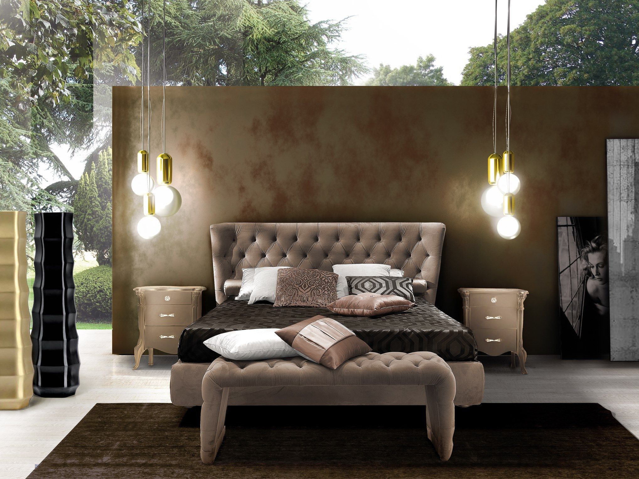 CITY Wooden bedside table with drawers By CASA +39