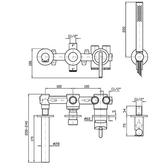 CLOSER Bathtub mixer Closer Collection By ZUCCHETTI design Diego Grandi