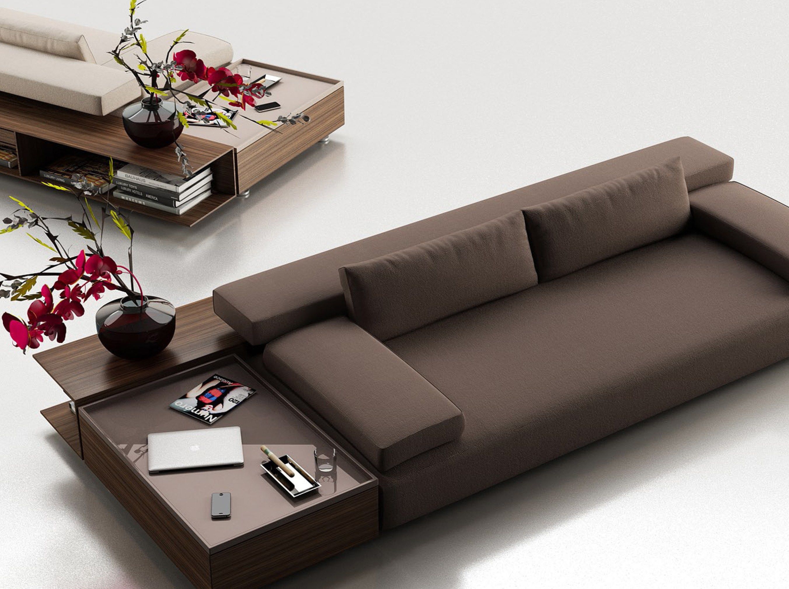 CODE Fabric sofa with integrated magazine rack By ENNE | design ...
