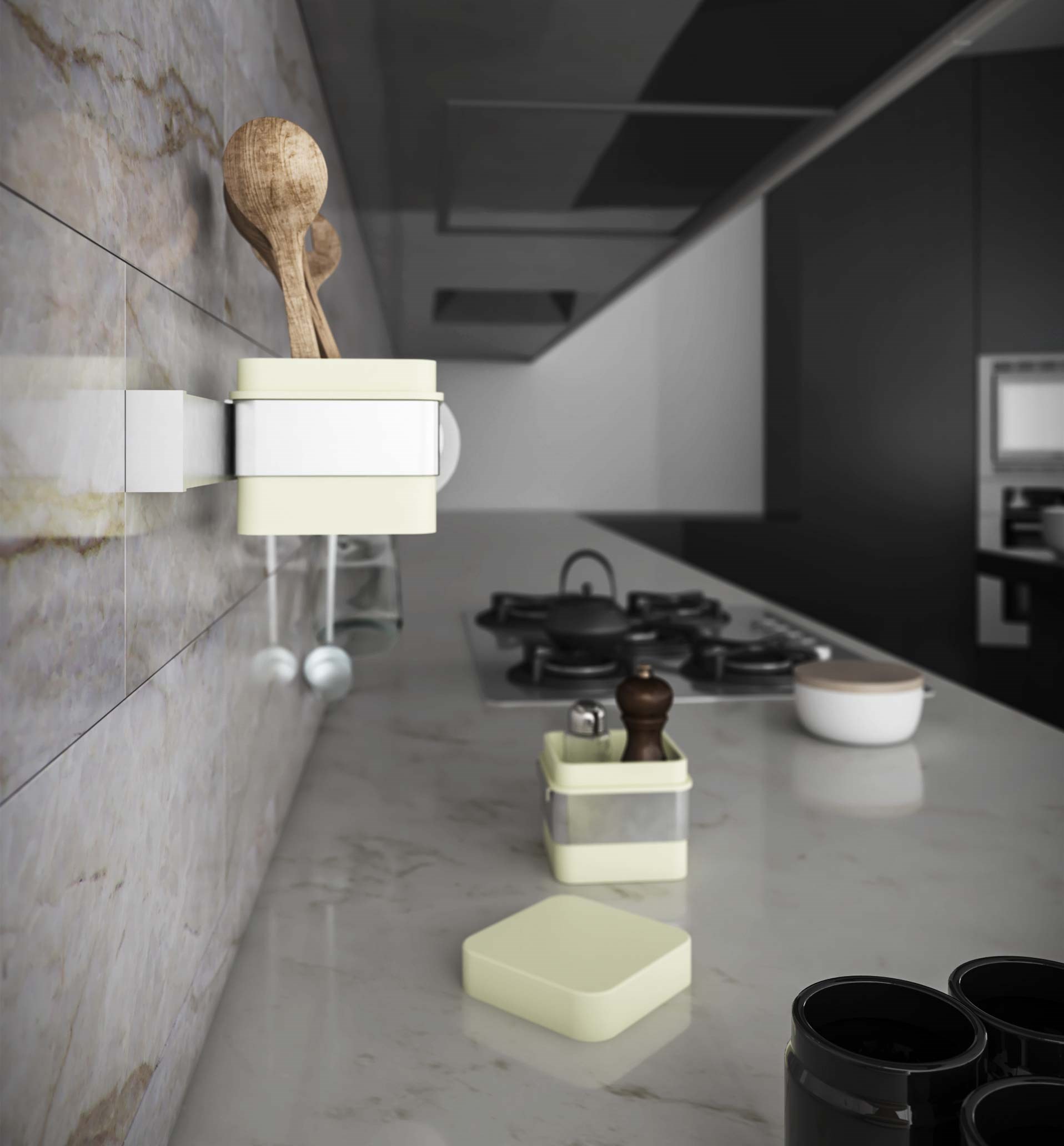 Syfunlv Portautensili da cucina rotante, con base ponderata antiscivolo, separatore rimovibile e inserto impugnabile, pentola utensili da cucina, bianco, 20,3 x 16 cm
