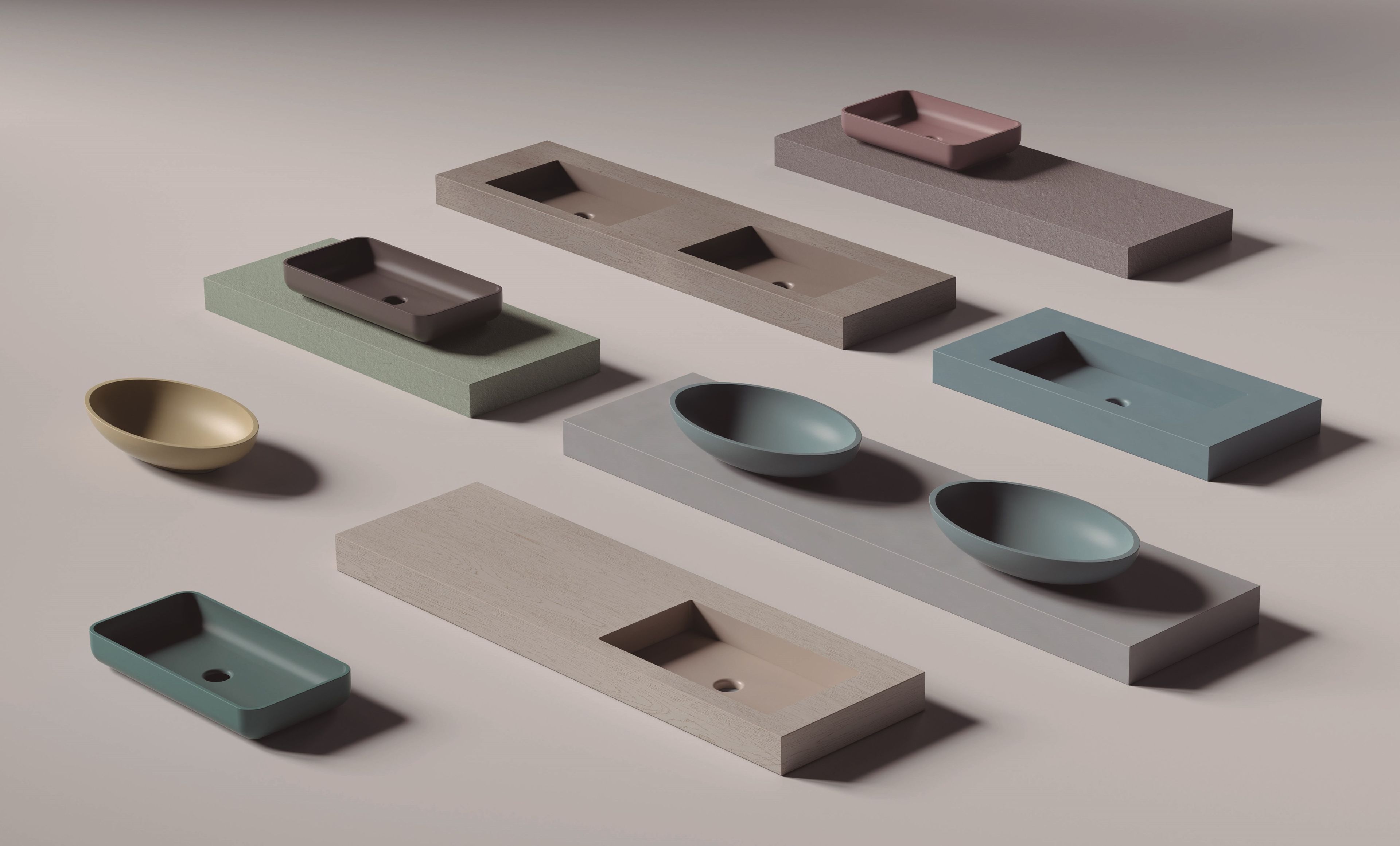 CONTRACT | Mobile lavabo doppio by Fiora - Mobile lavabo doppio sospeso in Solid Surface - 3