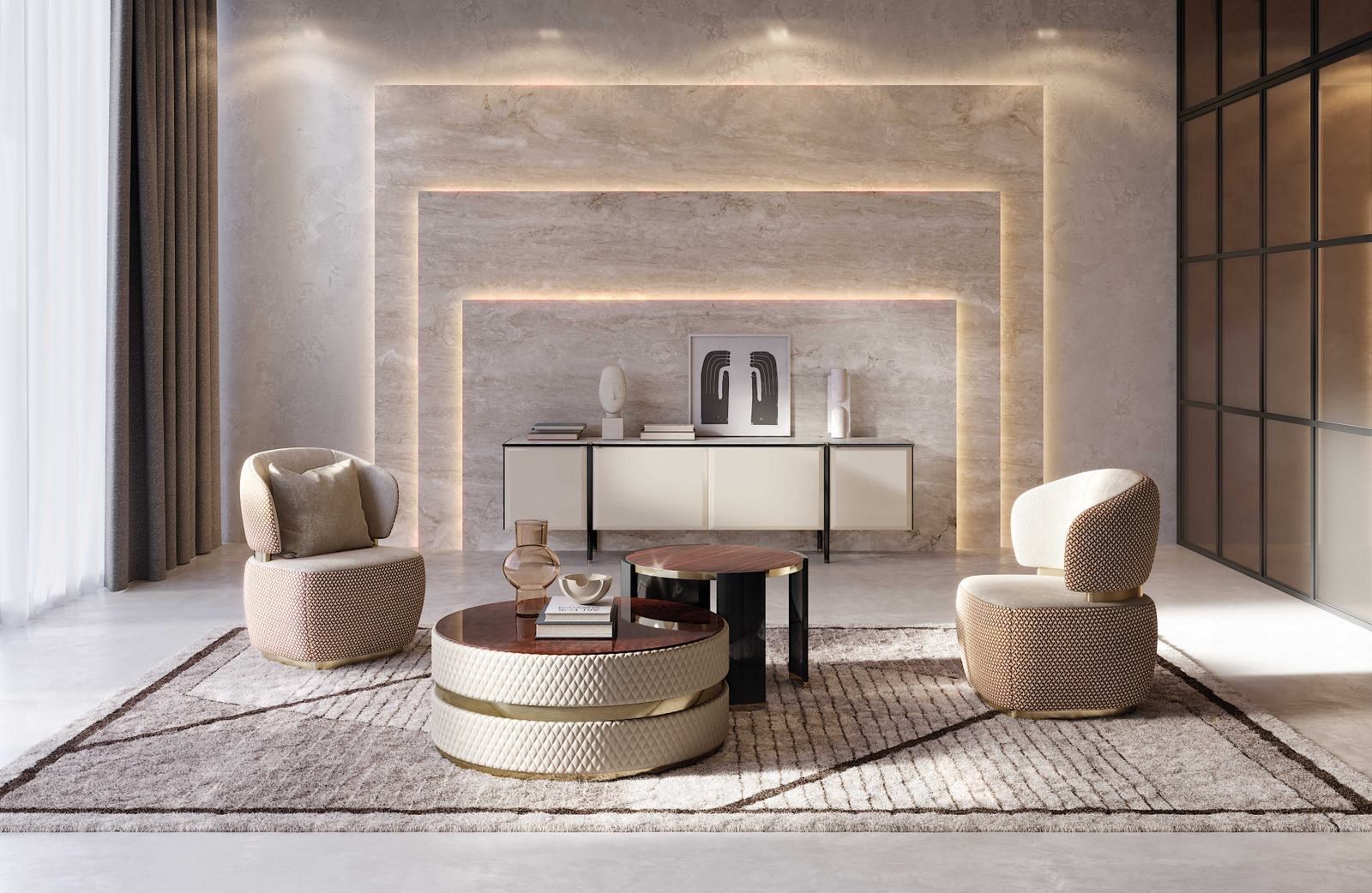 COOKIE by Capital Collection - Tavolino rotondo basso in tessuto - 2