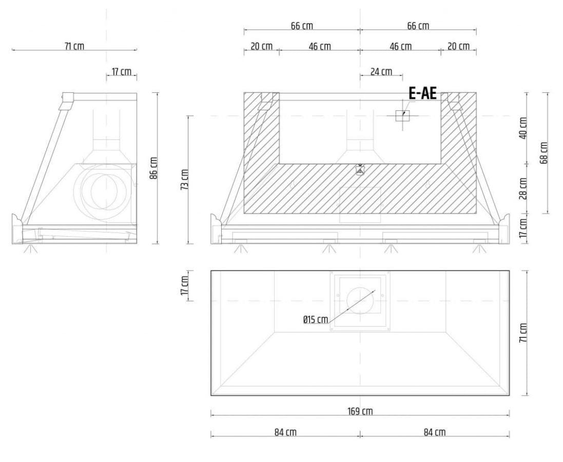 CPP002 Professional cooker hood Wallmounted professional painted
