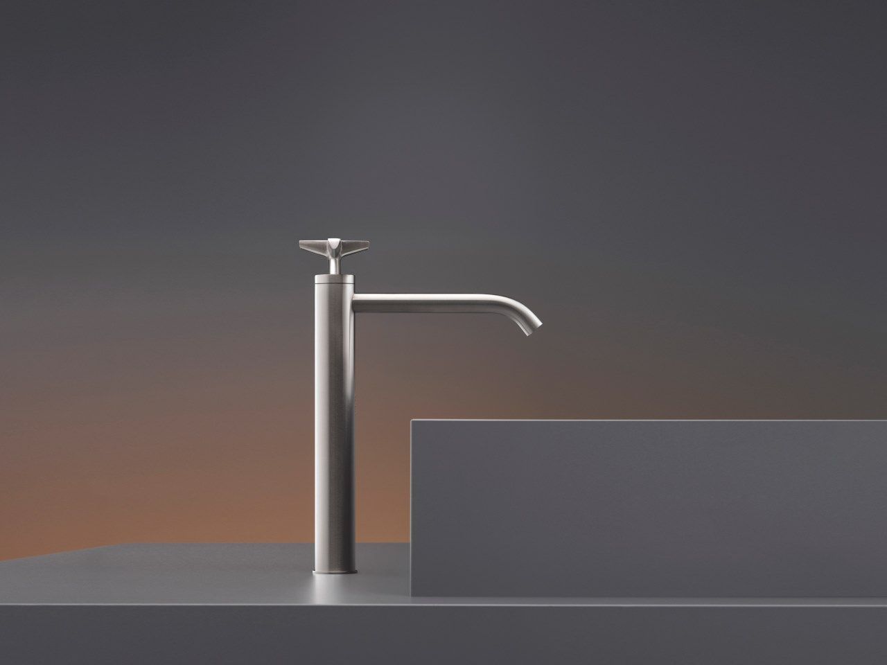 CROSS 44 by Ceadesign - Miscelatore per lavabo idroprogressivo monoforo in acciaio inox