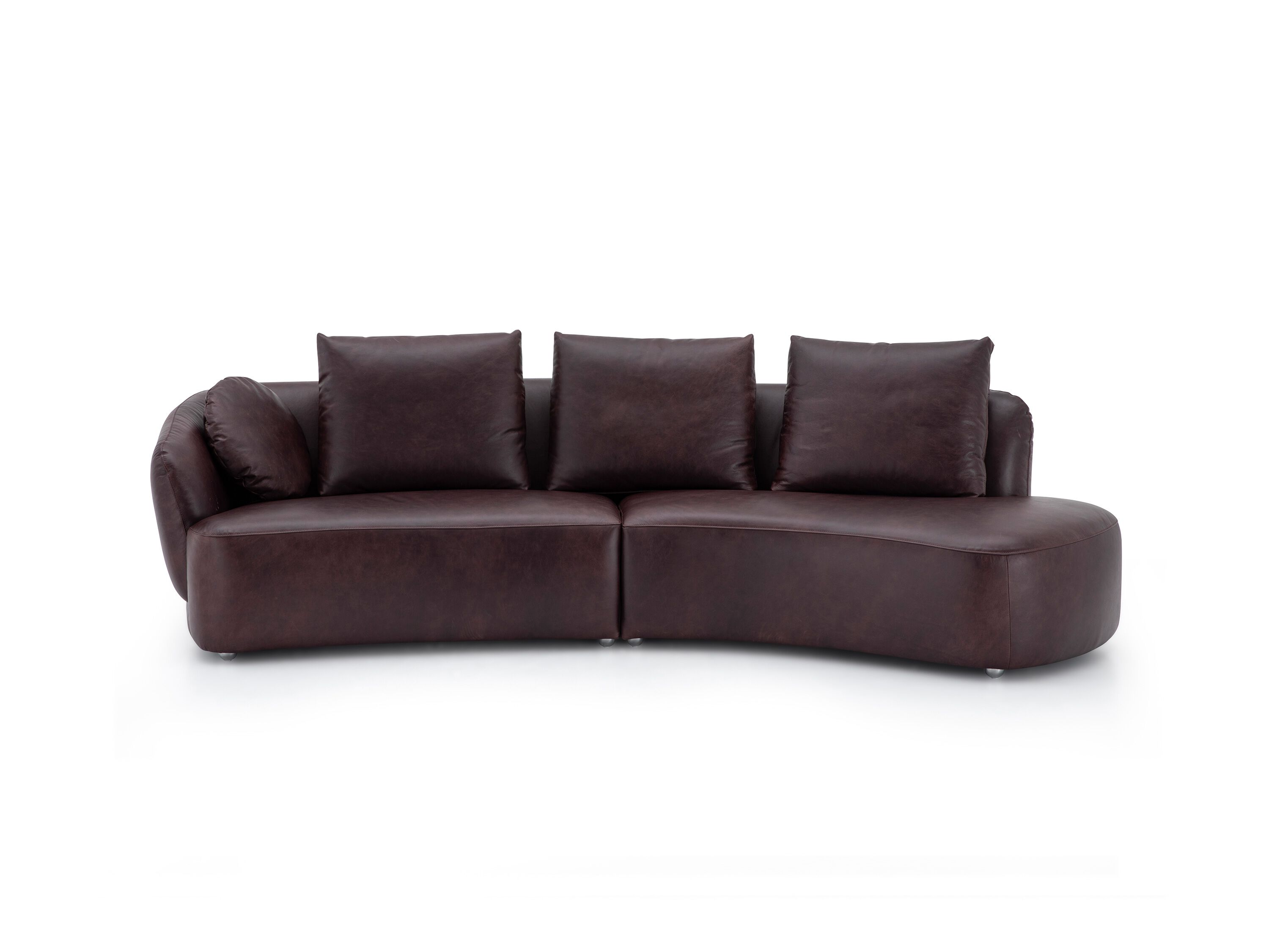 BELLA Modular curved 3 seater leather sofa By Campo De' Fiori