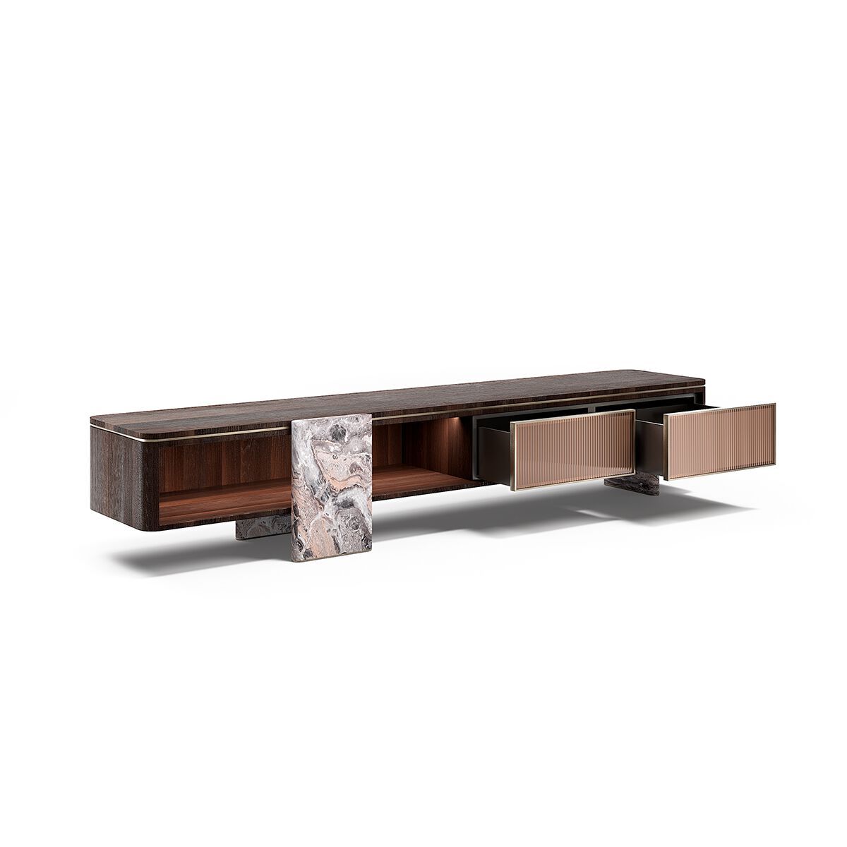 AURELIA by Capital Collection - Mobile TV basso in legno e vetro con cassetti - 5