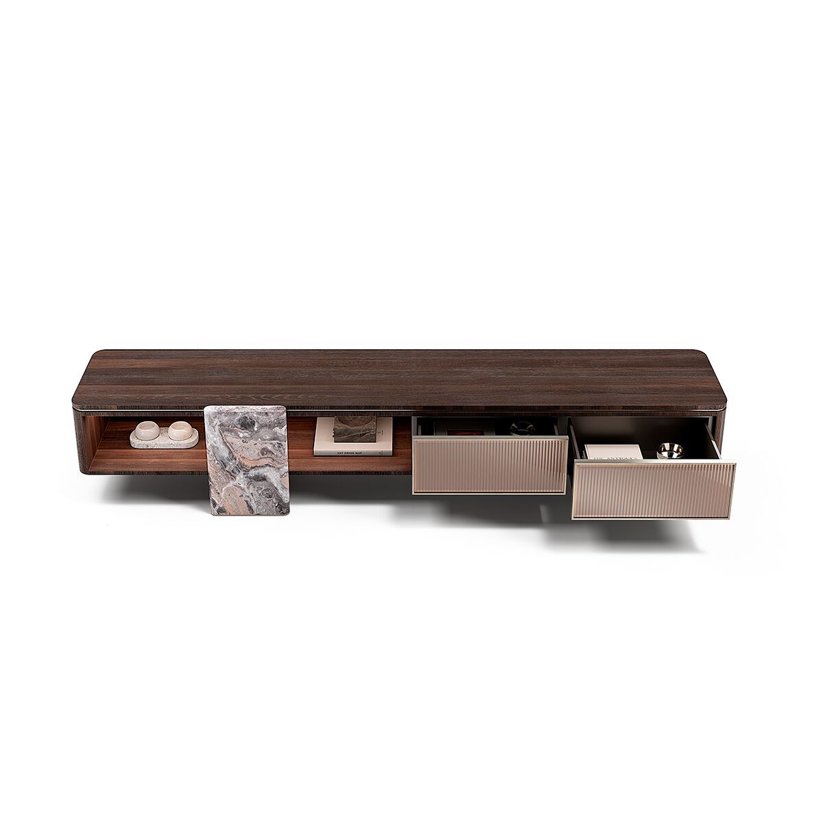 AURELIA by Capital Collection - Mobile TV basso in legno e vetro con cassetti - 11