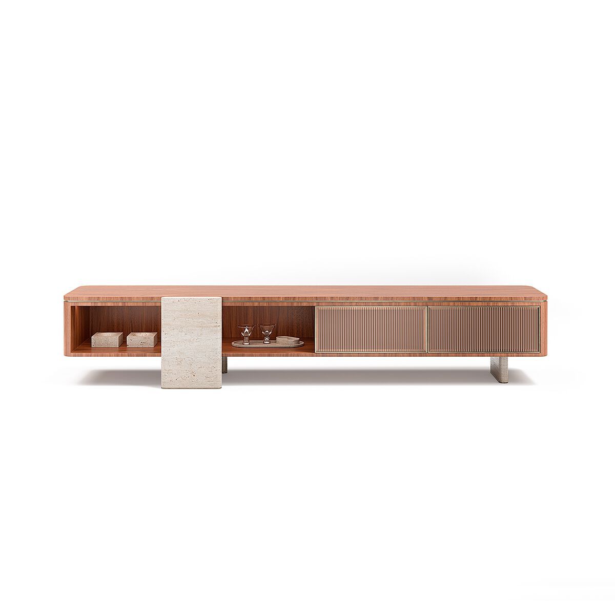 AURELIA by Capital Collection - Mobile TV basso in legno e vetro con cassetti - 16