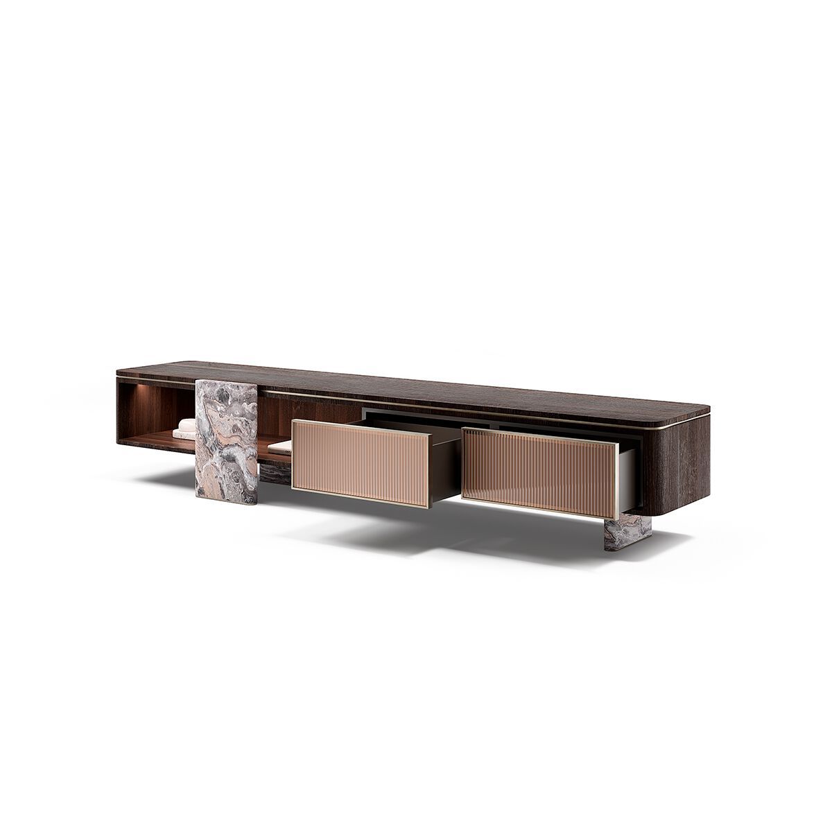 AURELIA by Capital Collection - Mobile TV basso in legno e vetro con cassetti - 13