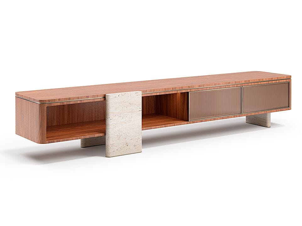AURELIA by Capital Collection - Mobile TV basso in legno e vetro con cassetti