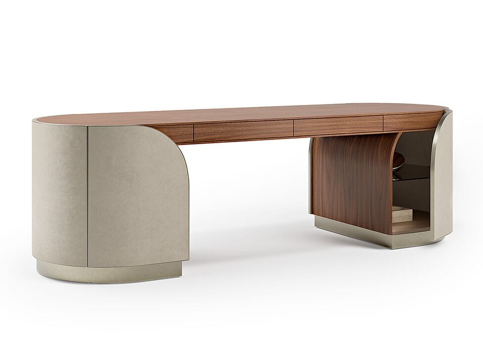 DUNA PLUS by Capital Collection - Scrivania in pelle con cassetti