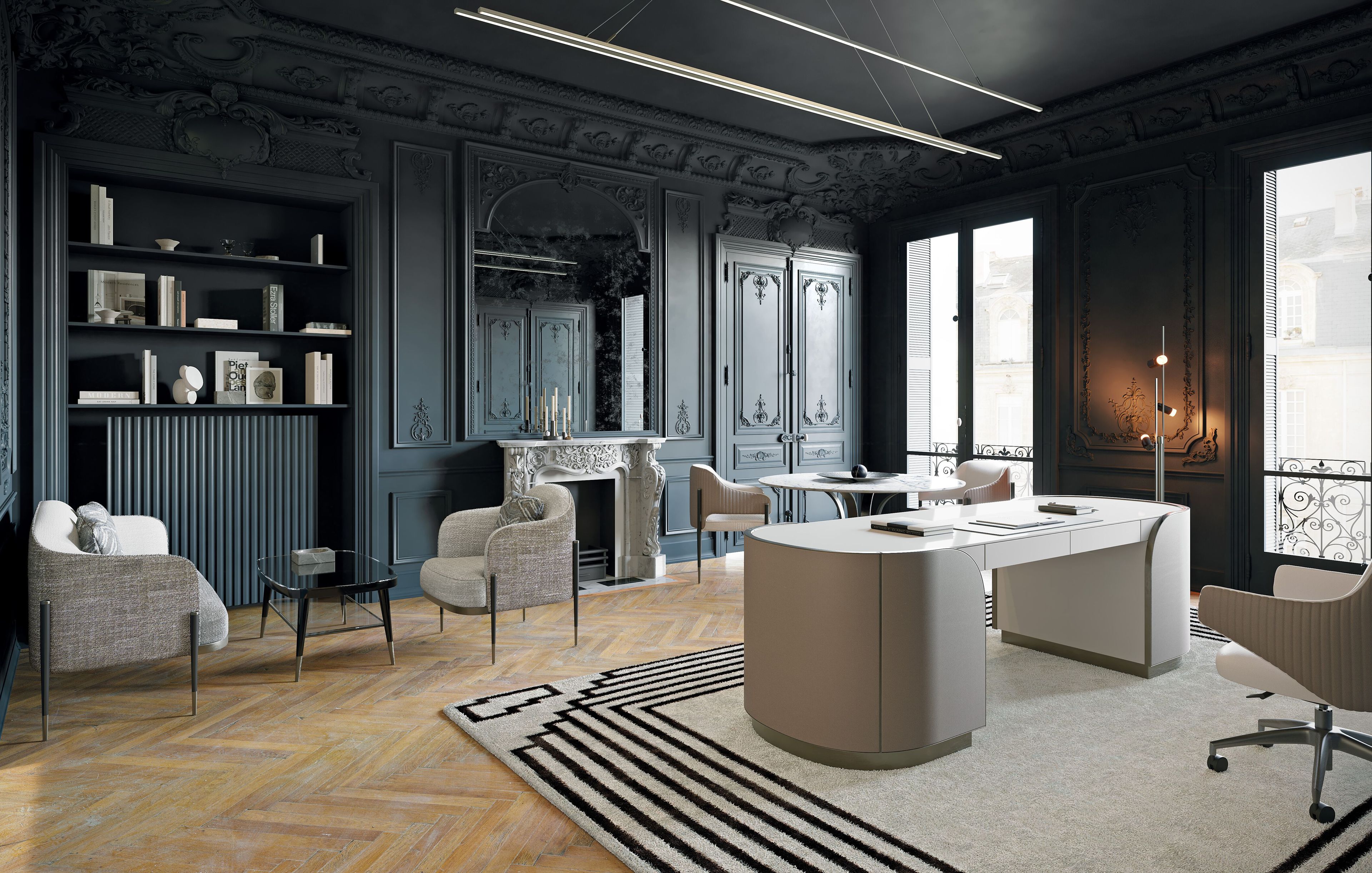 DUNA by Capital Collection - Scrivania in pelle con cassetti - 2