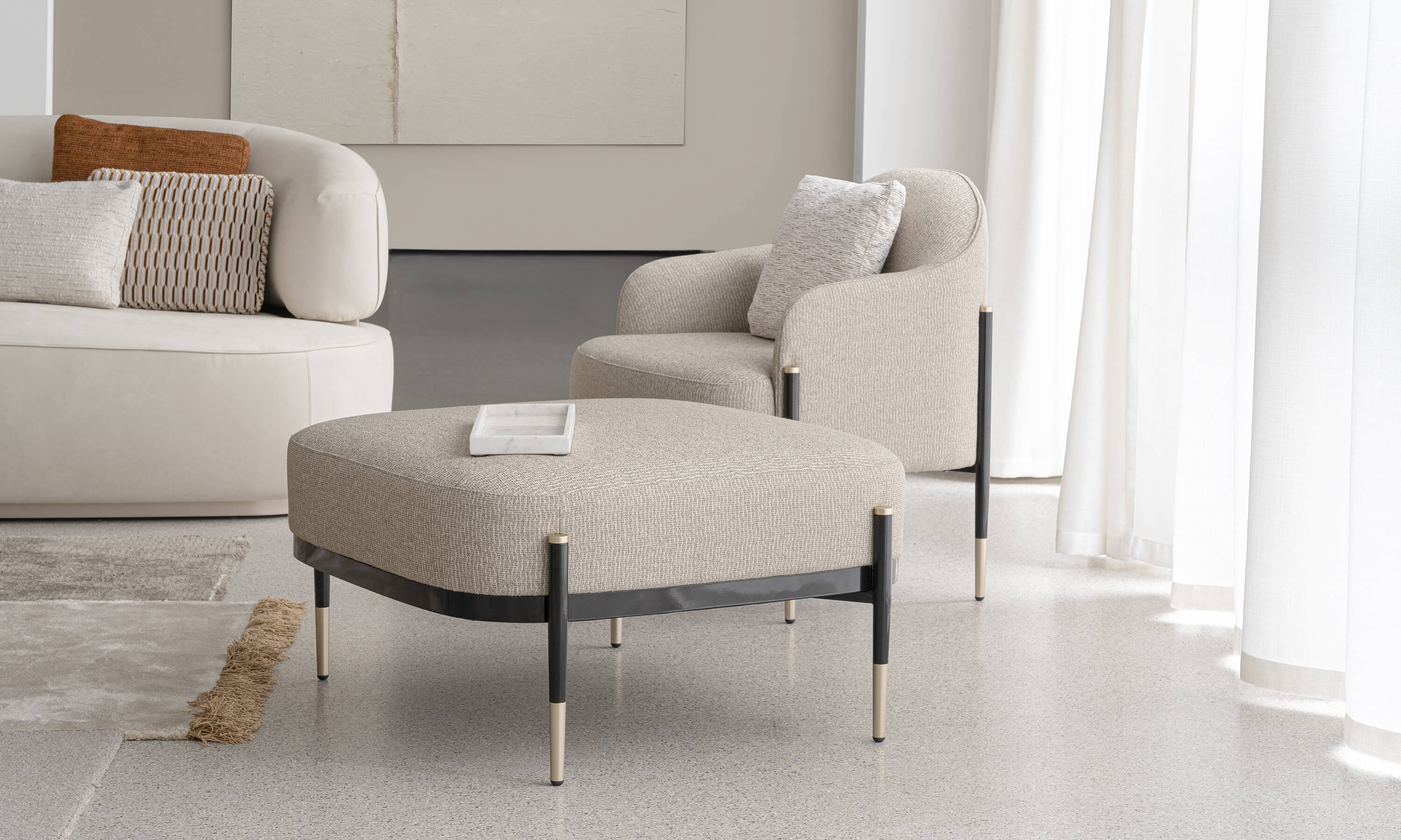 OXFORD by Capital Collection - Pouf quadrato in tessuto - 3