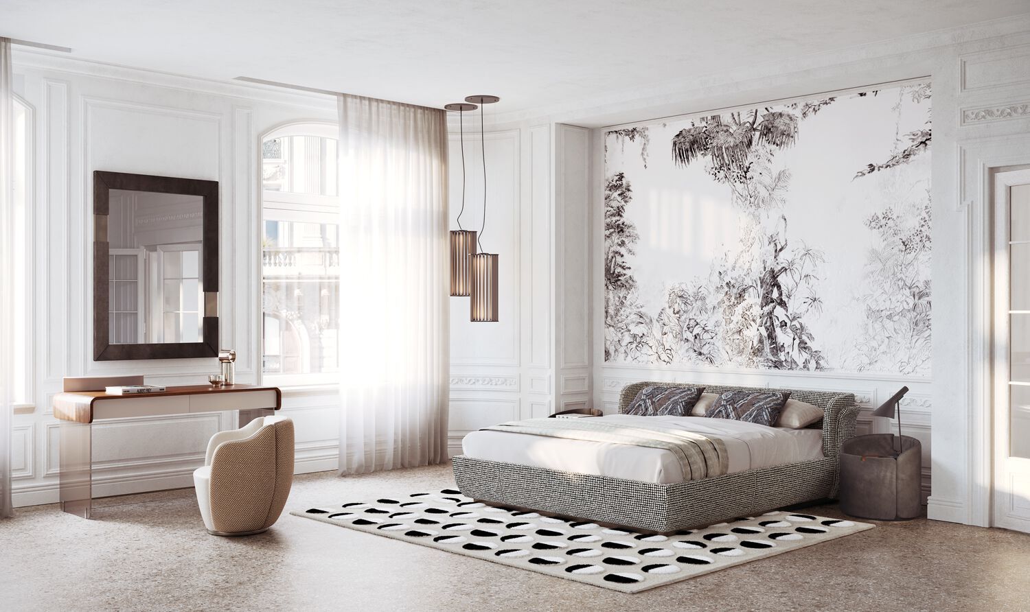 SUITE by Capital Collection - Comodino rotondo rivestito in pelle - 13