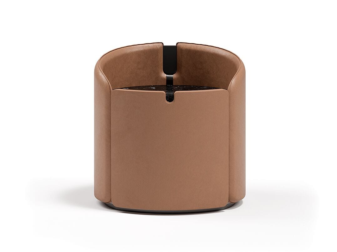 SUITE by Capital Collection - Comodino rotondo rivestito in pelle