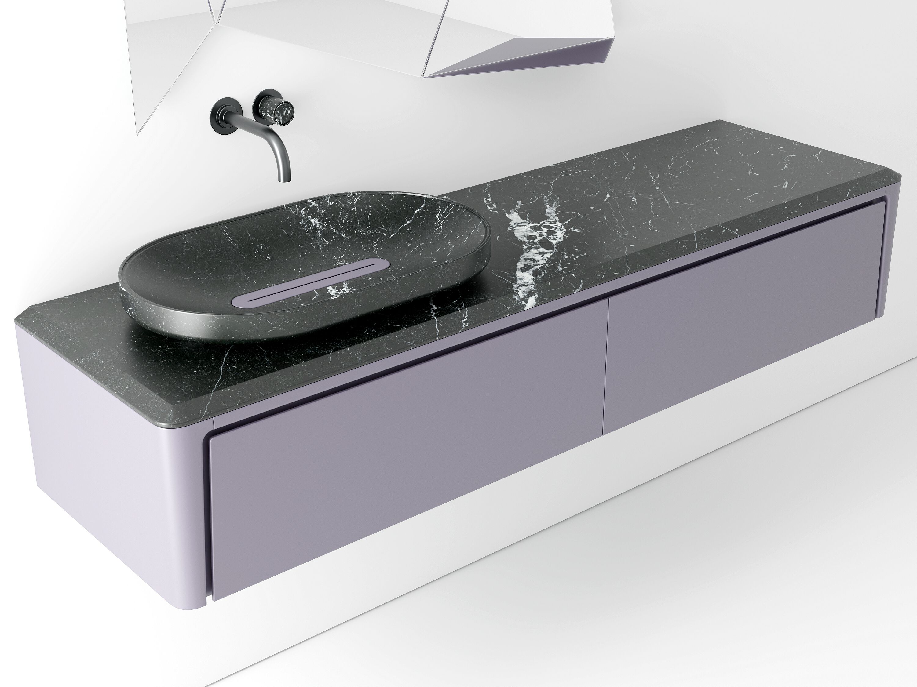 VENNE ROYAL VIOLET Wall-mounted wooden vanity unit with drawers By ...