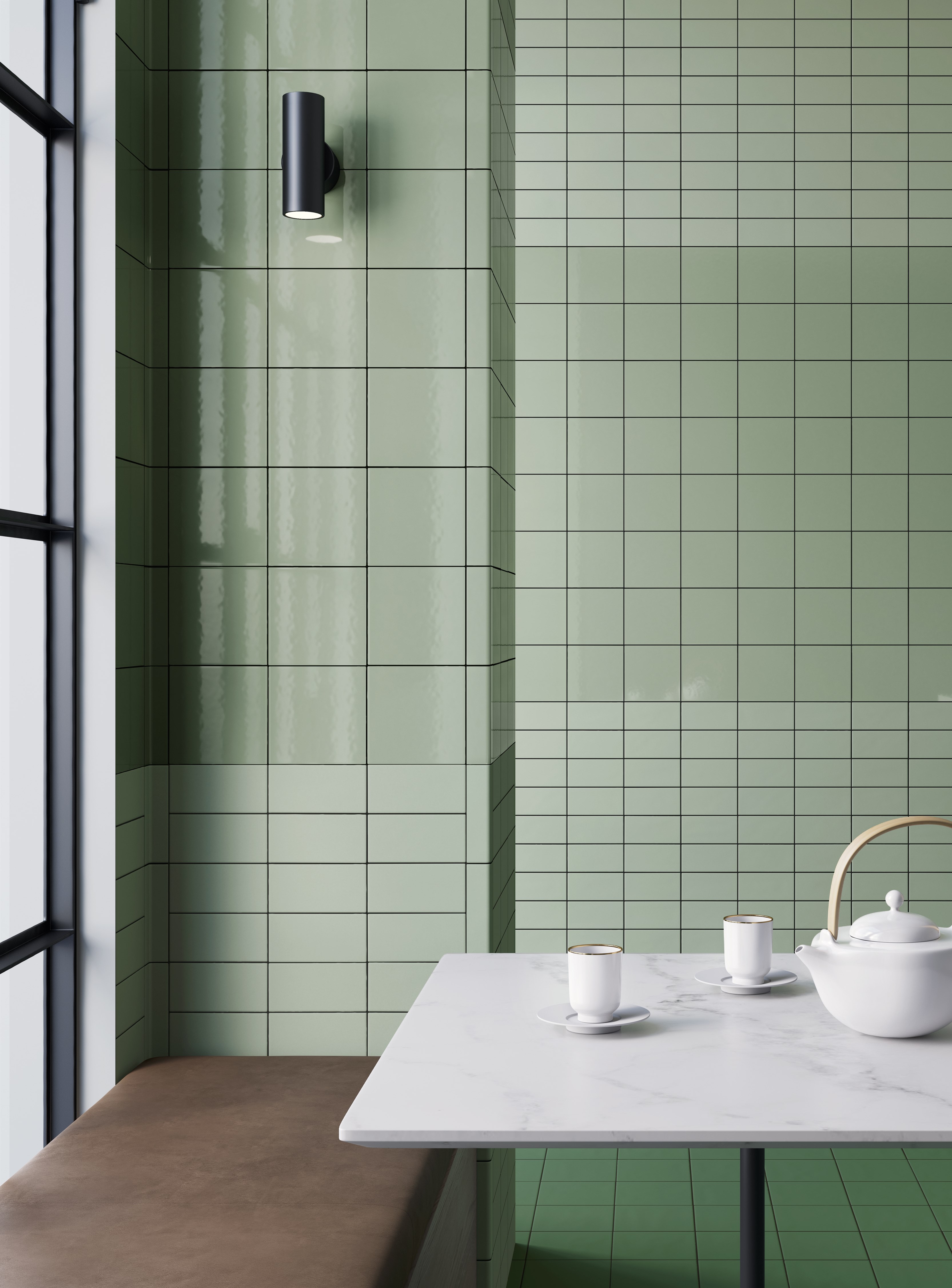 DIN LIGHT GREEN MATT Glazed stoneware wall/floor tiles By Mutina ...