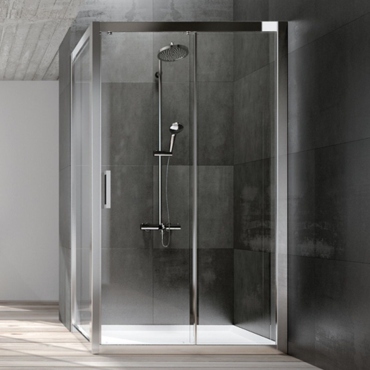 Corner crystal shower cabin with sliding door DIP Corner shower cabin By Blu Bleu