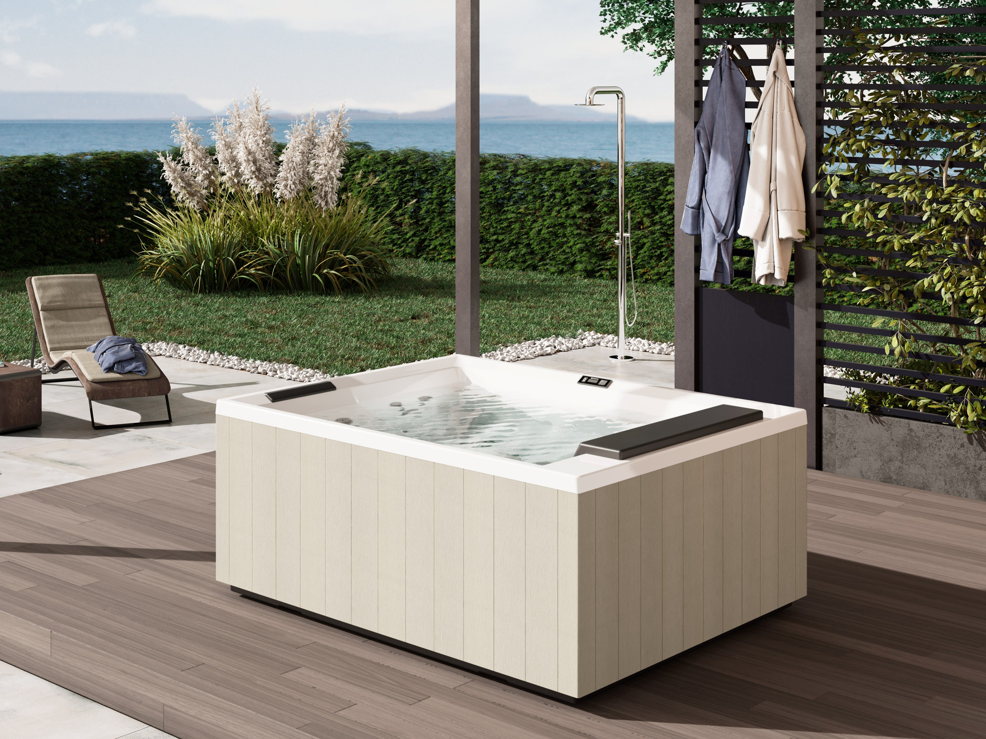 DIVINA - OUTDOOR SPA Minipiscina rectangular 3 asientos con hidromasaje ...