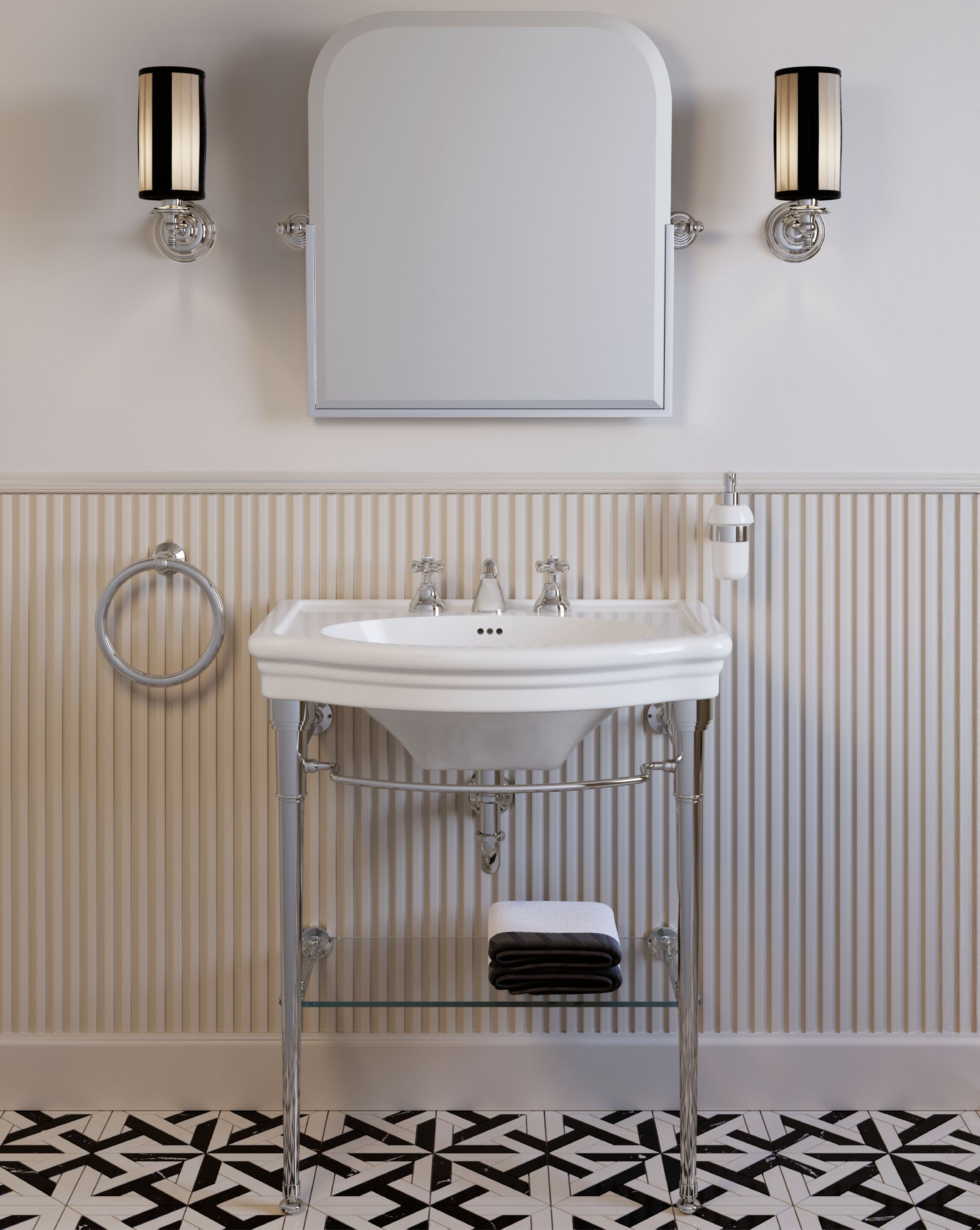 ELLE by Devon&Devon - Lavabo ovale a consolle con porta asciugamani - 5