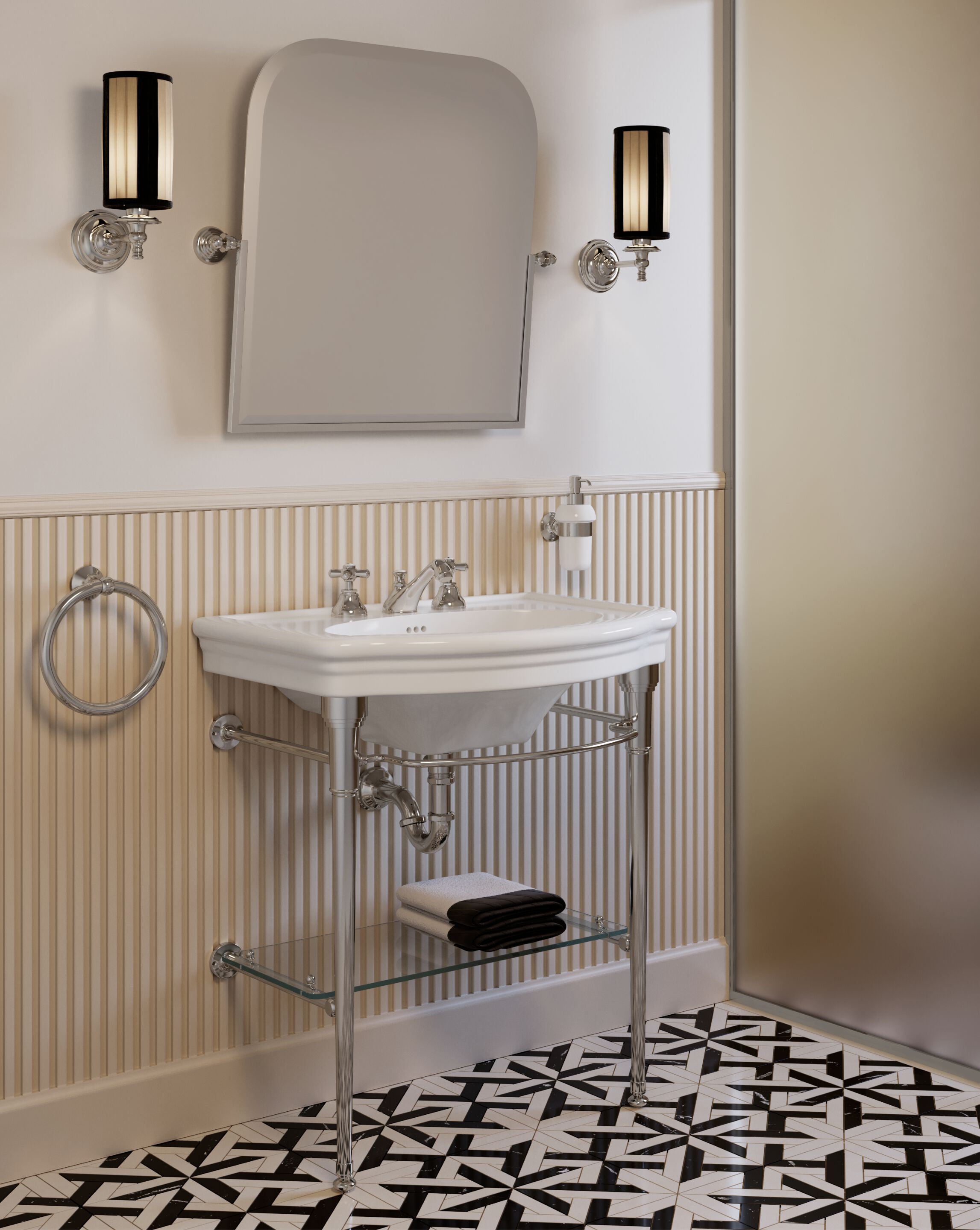 ELLE by Devon&Devon - Lavabo ovale a consolle con porta asciugamani - 4