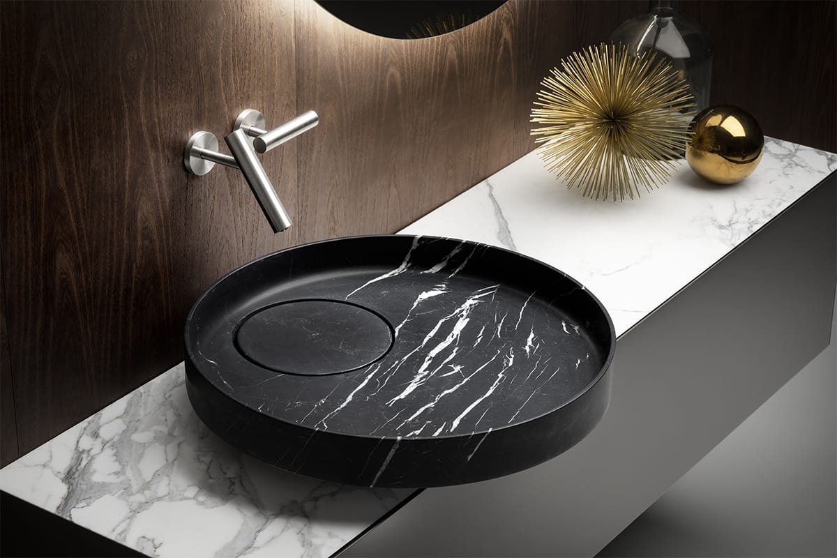 ECCENTRICO Countertop round marble washbasin By FALPER design Victor
