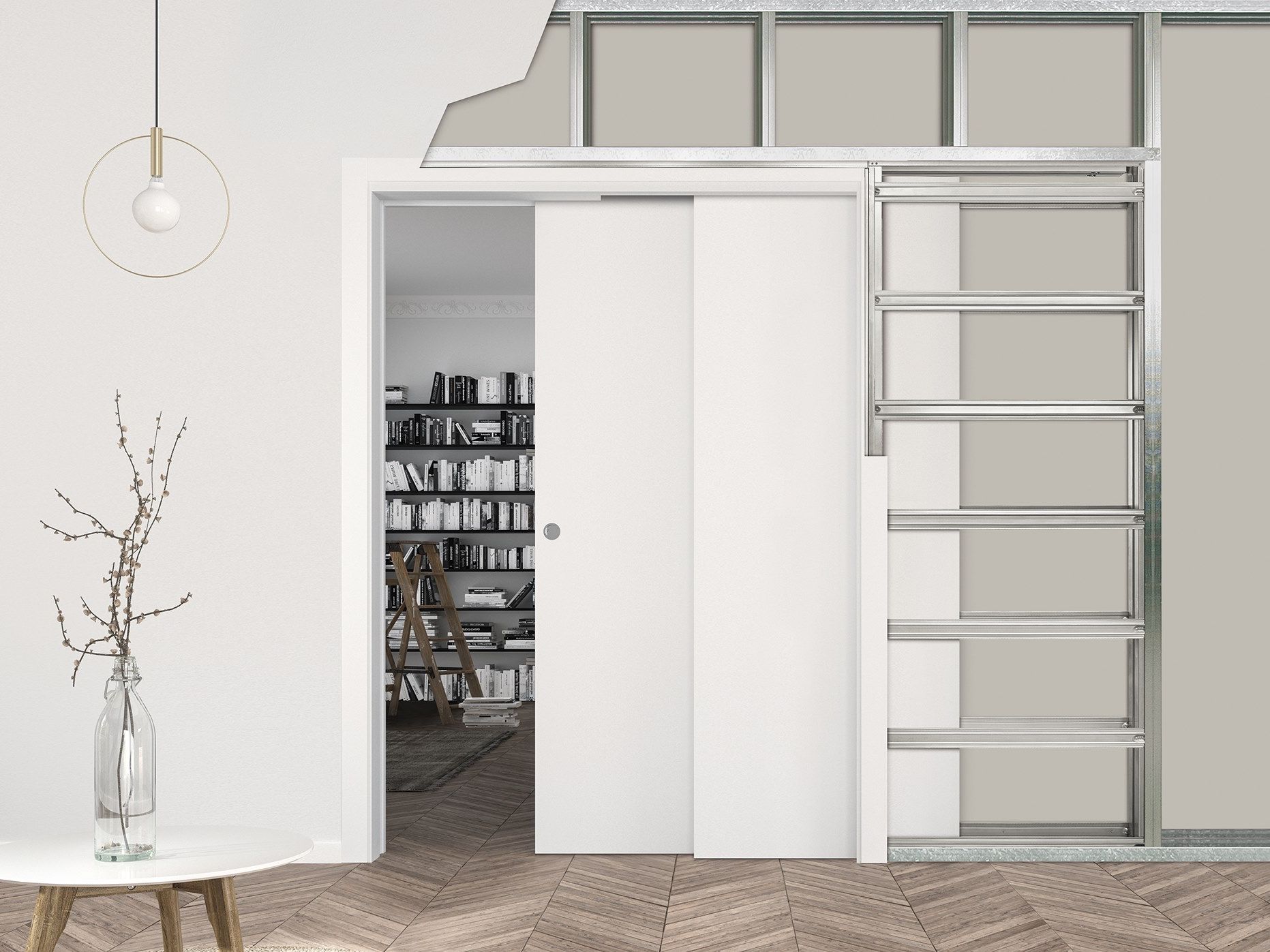 ECLISSE Telescopic Sliding pocket door system for telescopic doors By Eclisse